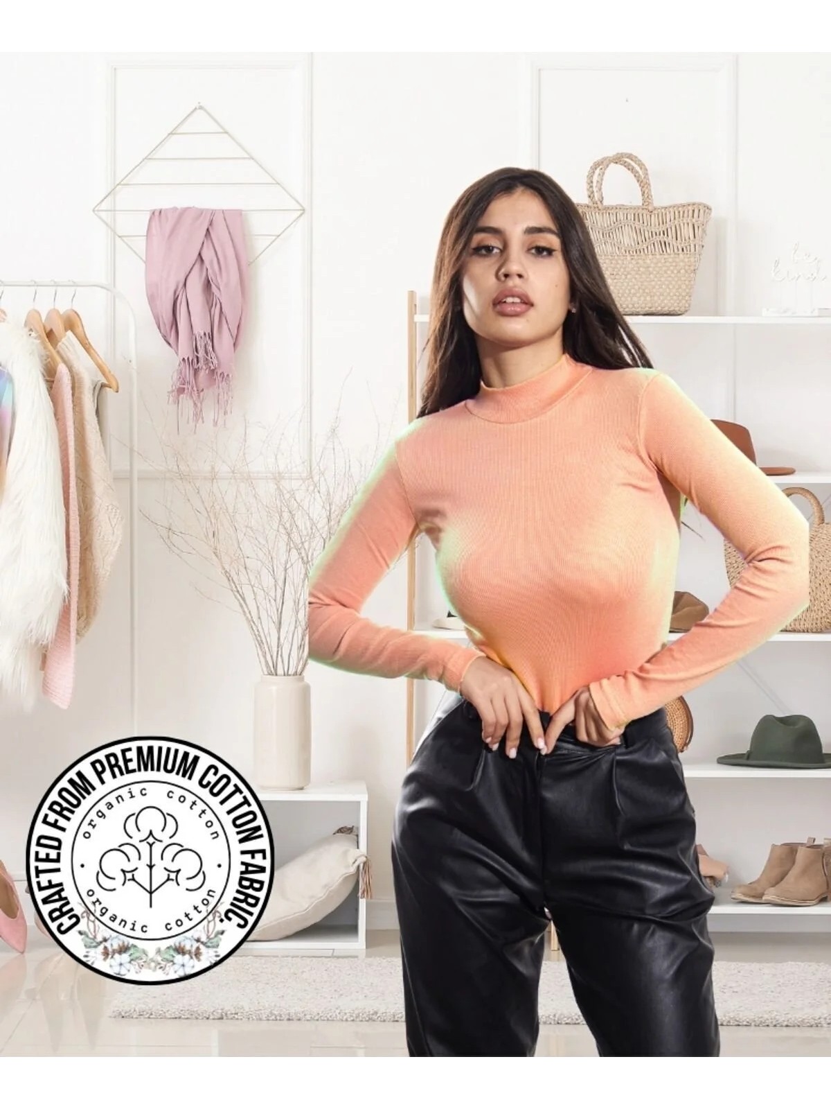 Alya Underwear Kaşkorse Yarım Boğazlı Body Sweatshirt, Yavru Ağzı - Görsel 2