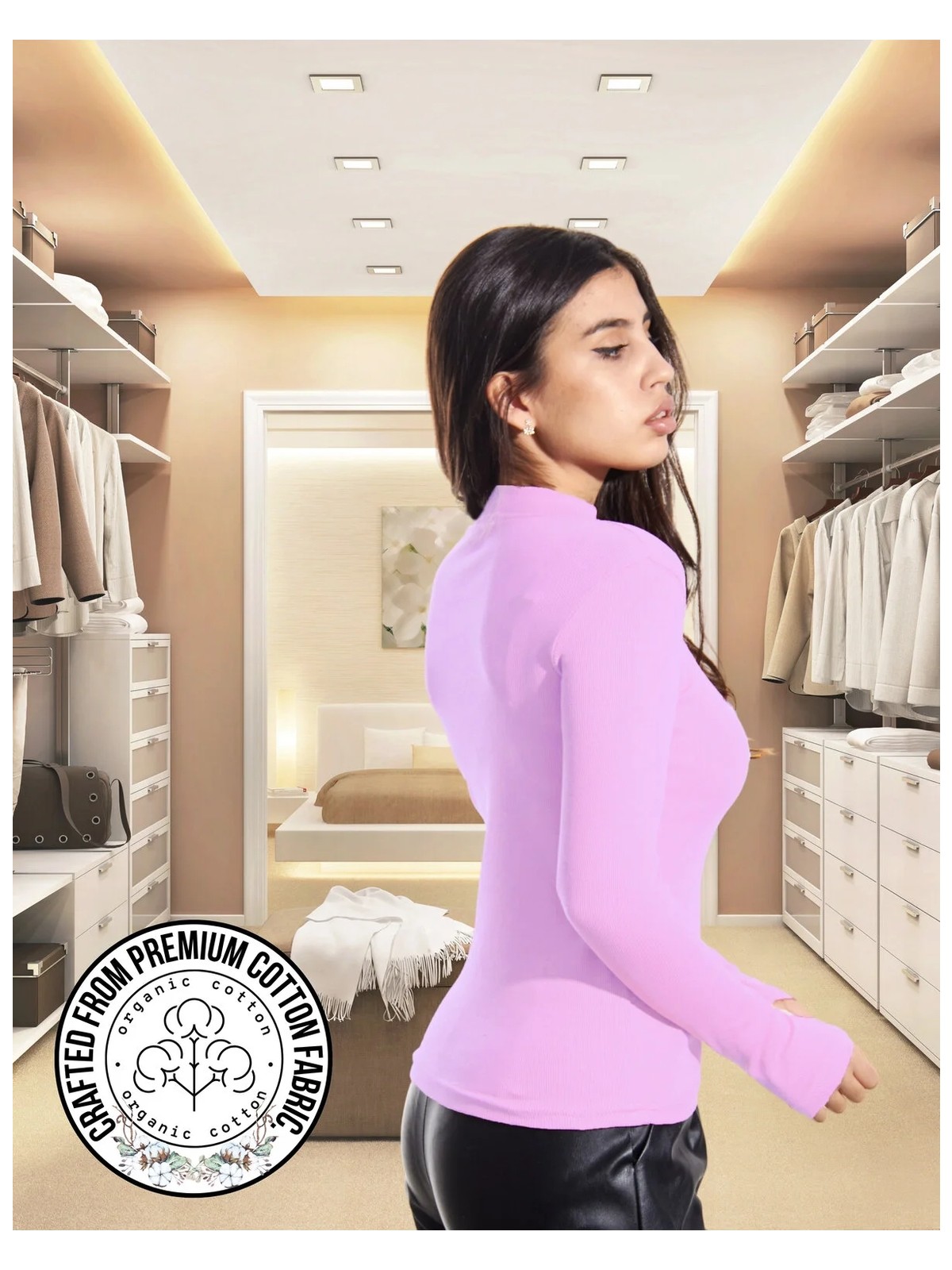 Alya Underwear Yarım Boğazlı Kaşkorse Sweatshirt Lila M - Görsel 2