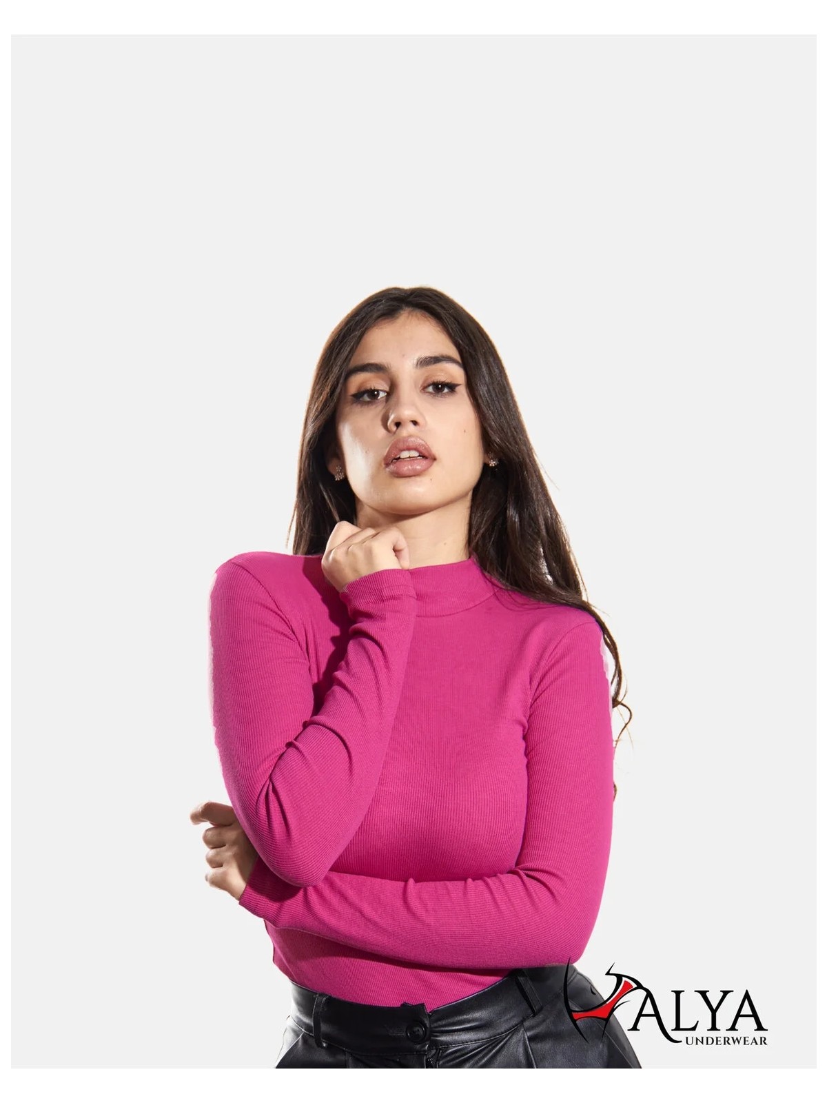 Alya Underwear Yarım Boğazlı Kaşkorse Sweatshirt Fuşya Melanj 2xl