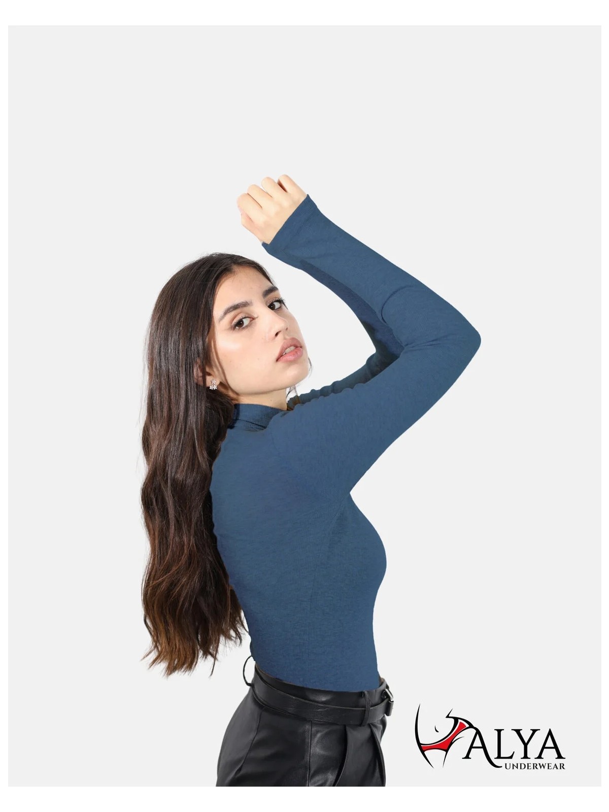 Alya Underwear Yarım Boğazlı Kaşkorse Sweatshirt Indigo Melanj 2xl