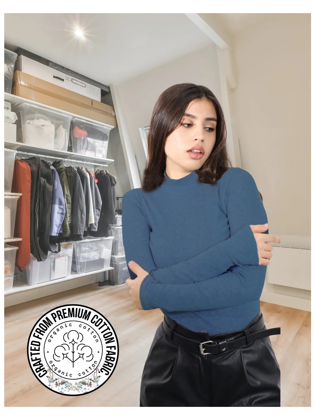 Alya Underwear Yarım Boğazlı Kaşkorse Sweatshirt Indigo Melanj 2xl - Görsel 3