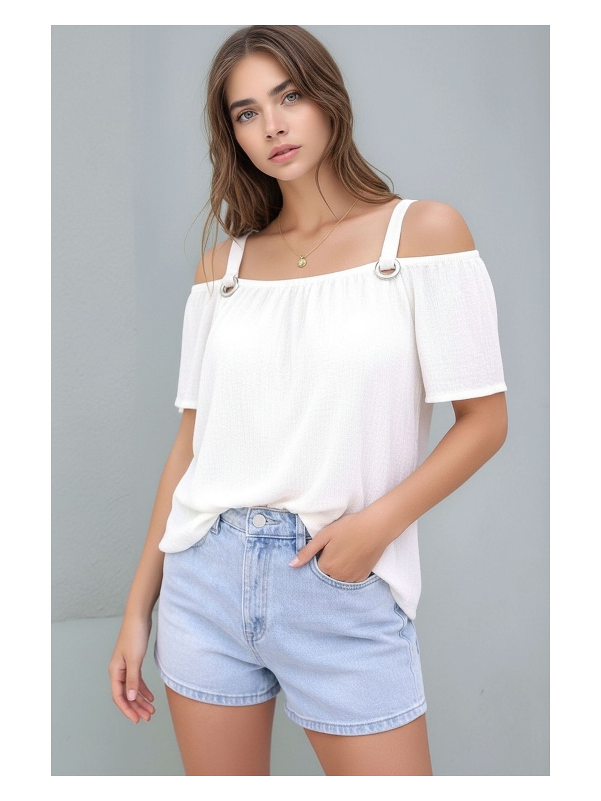 Mamayaga Kadın Yazlık Askılı Kuşgözü Detay Curve Spor Şık Casual Bluz