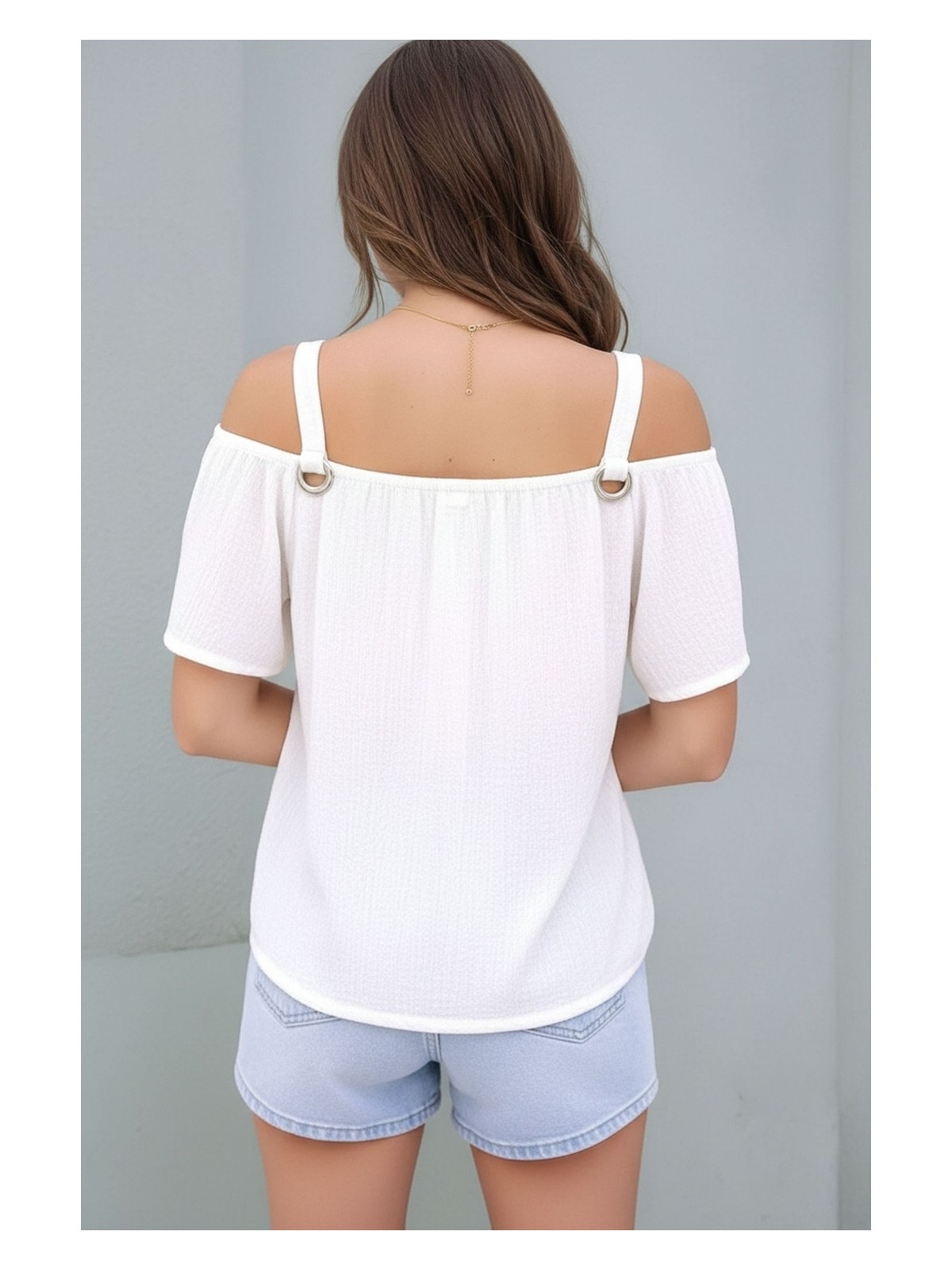 Mamayaga Kadın Yazlık Askılı Kuşgözü Detay Curve Spor Şık Casual Bluz - Görsel 4