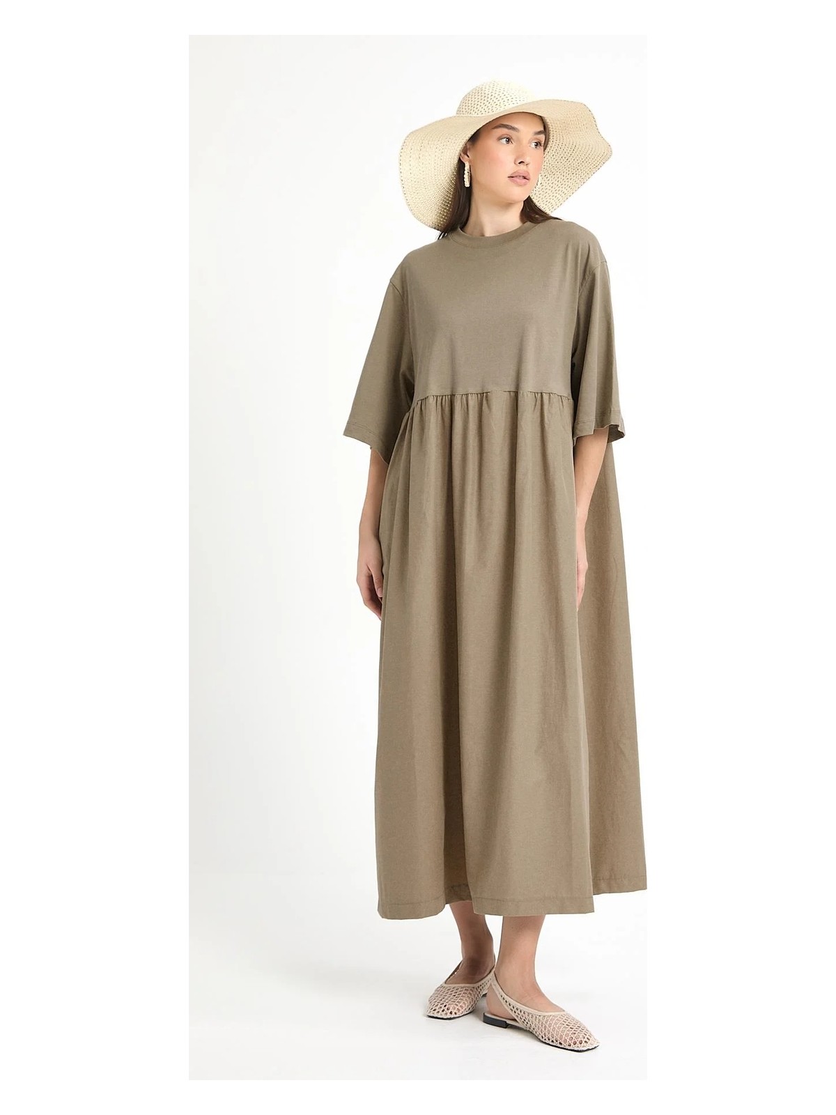 Minaaise Fayette Oversize Elbise Haki - Görsel 7