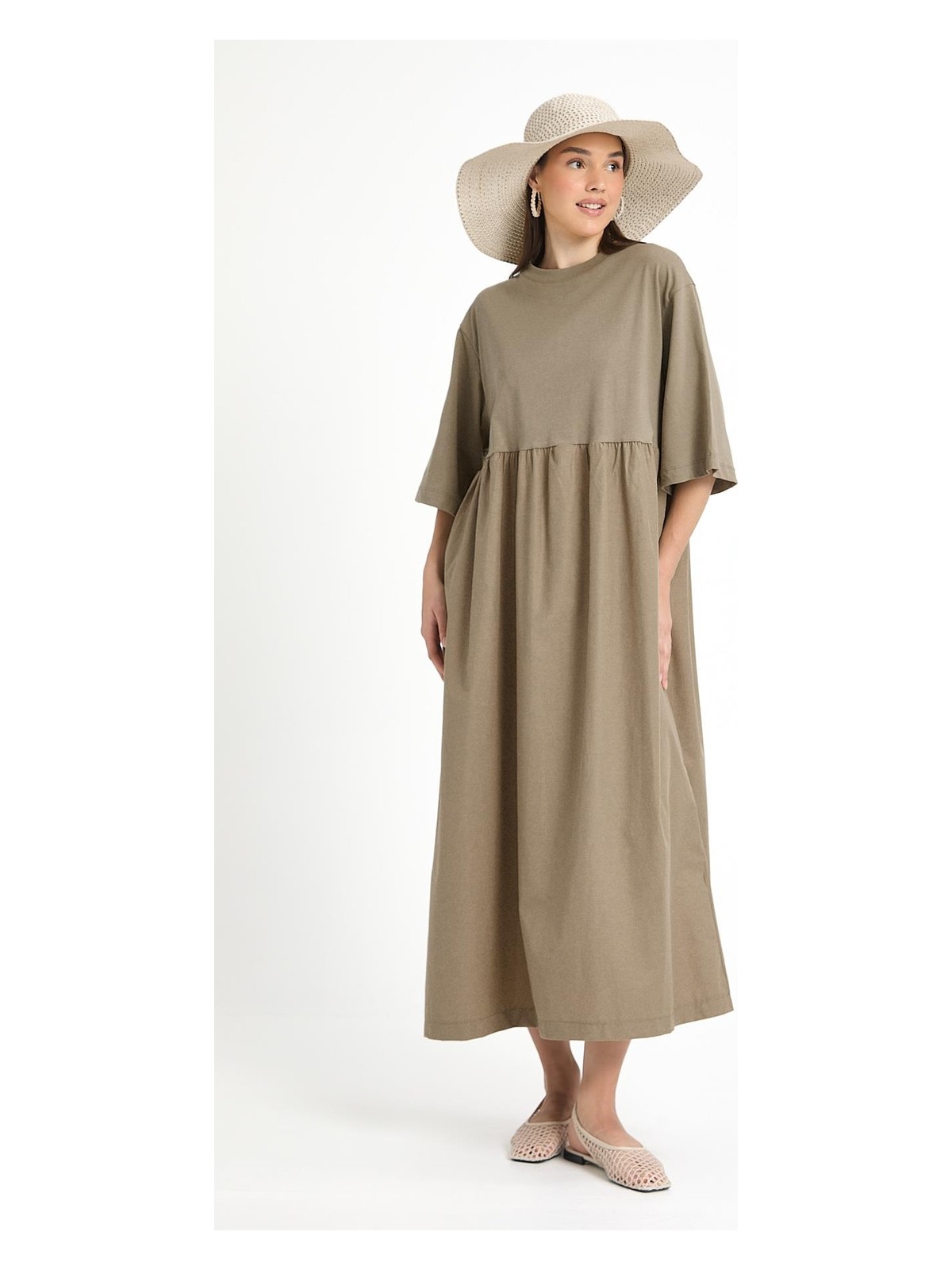 Minaaise Fayette Oversize Elbise Haki - Görsel 8