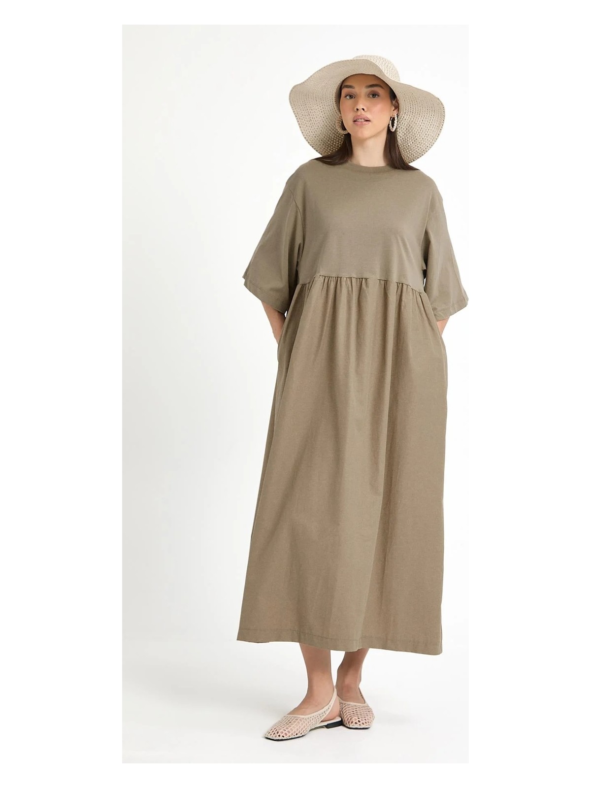 Minaaise Fayette Oversize Elbise Haki - Görsel 9