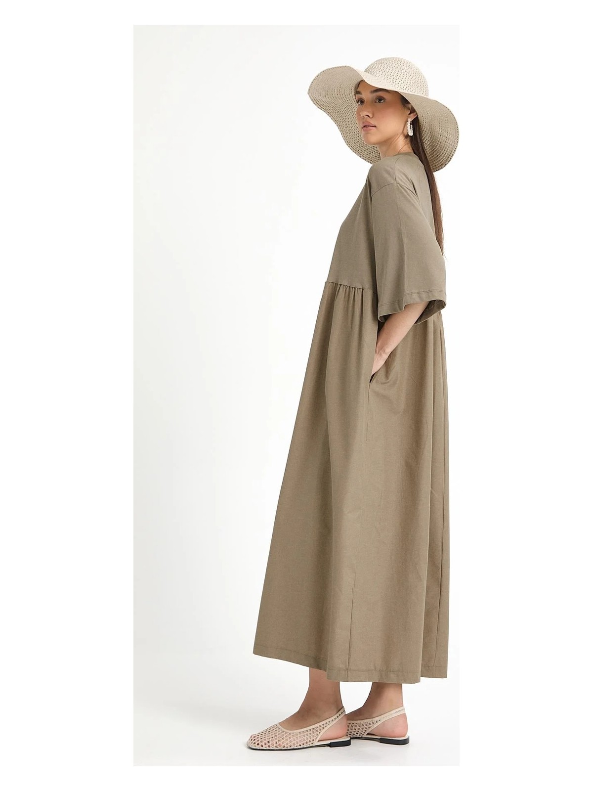 Minaaise Fayette Oversize Elbise Haki - Görsel 10