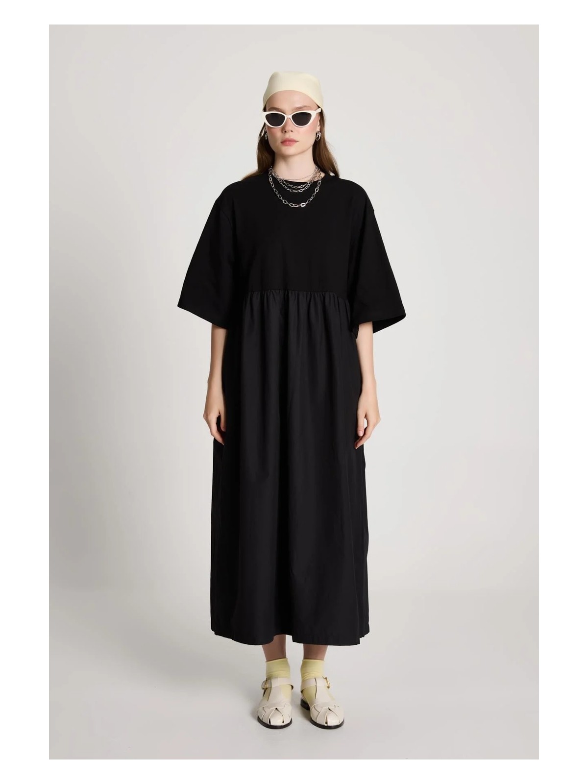 Minaaise Fayette Oversize Elbise Siyah - Görsel 7