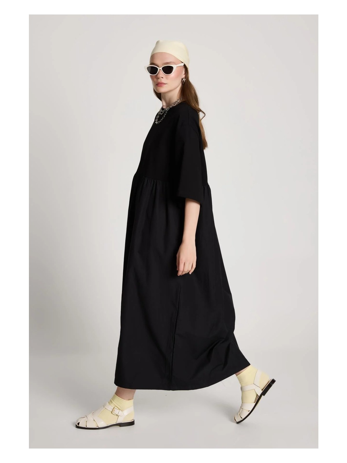 Minaaise Fayette Oversize Elbise Siyah - Görsel 9