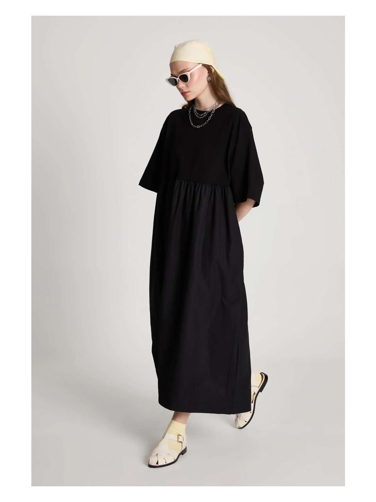 Minaaise Fayette Oversize Elbise Siyah - Görsel 10