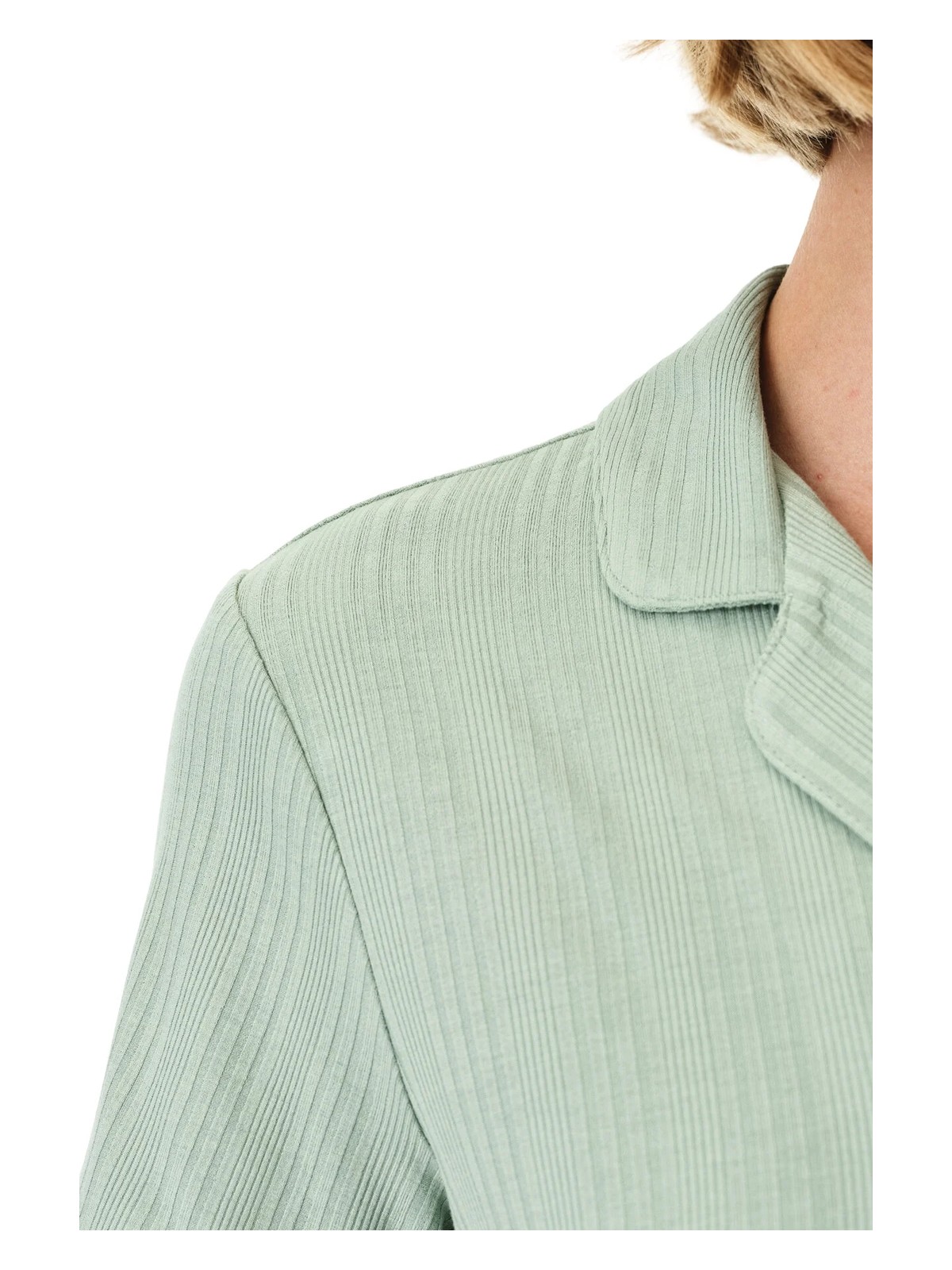 Penti Açık Yeşil Alia Green Rib Düğmeli Gömlek Pantolon Pijama Takımı - Görsel 2