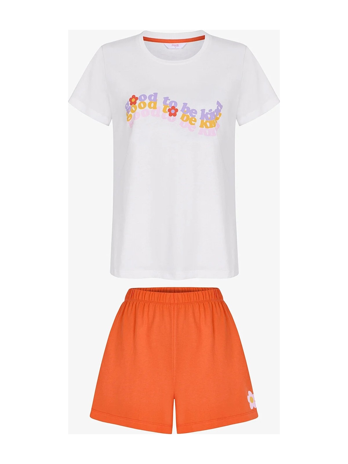 Penti Kırık Beyaz Be Kind Pamuklu Şortlu Pijama Takımı - Görsel 3