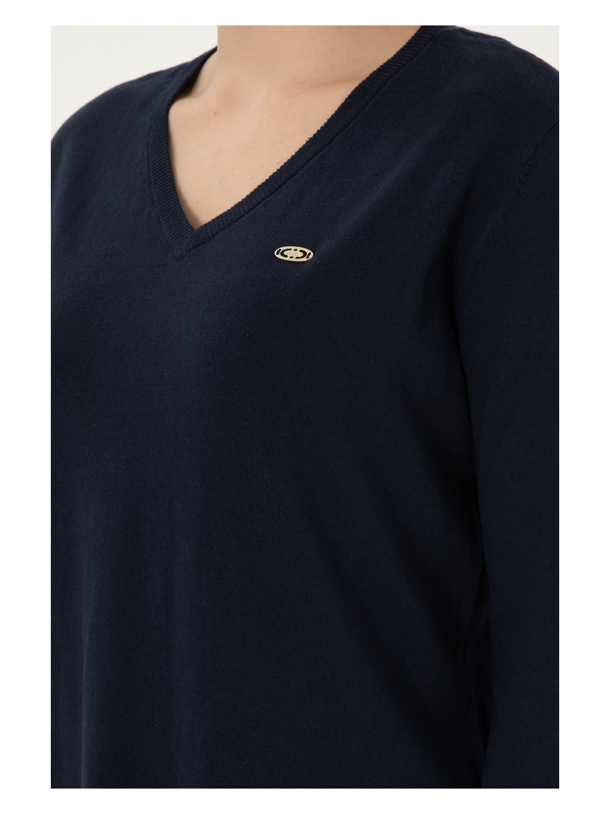 U.S. Polo Assn. Kadın Lacivert V Yaka Basic Kazak 50288973-VR033 - Görsel 7