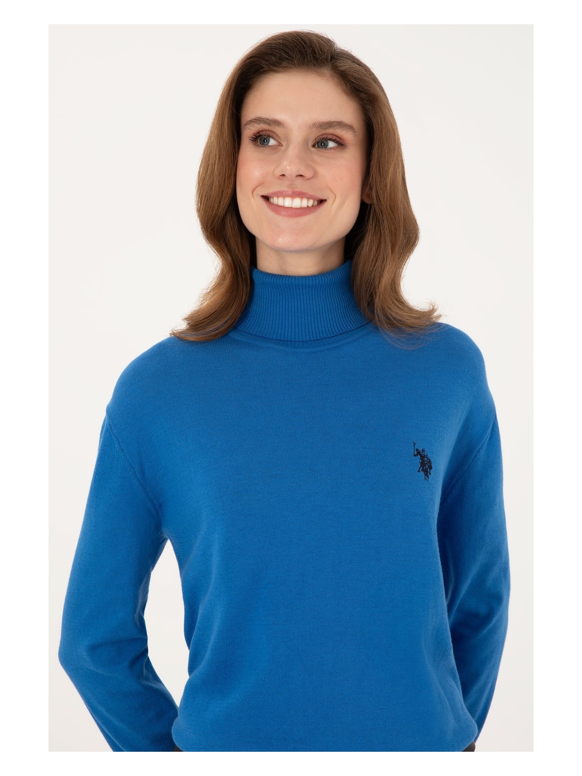U.S. Polo Assn. Kadın Koyu Mavi Melanj Balıkçı Yaka Basic Kazak 50313621-VR251 - Görsel 2