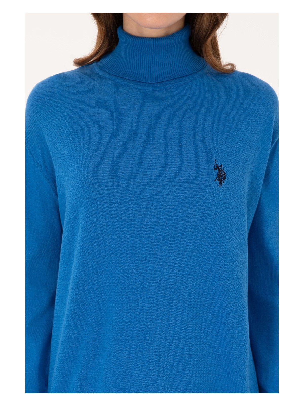 U.S. Polo Assn. Kadın Koyu Mavi Melanj Balıkçı Yaka Basic Kazak 50313621-VR251 - Görsel 6