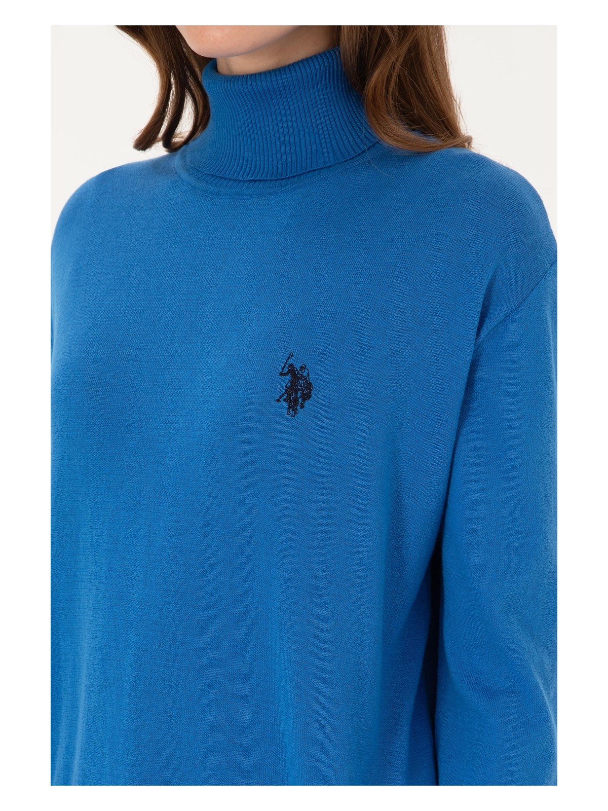 U.S. Polo Assn. Kadın Koyu Mavi Melanj Balıkçı Yaka Basic Kazak 50313621-VR251 - Görsel 7