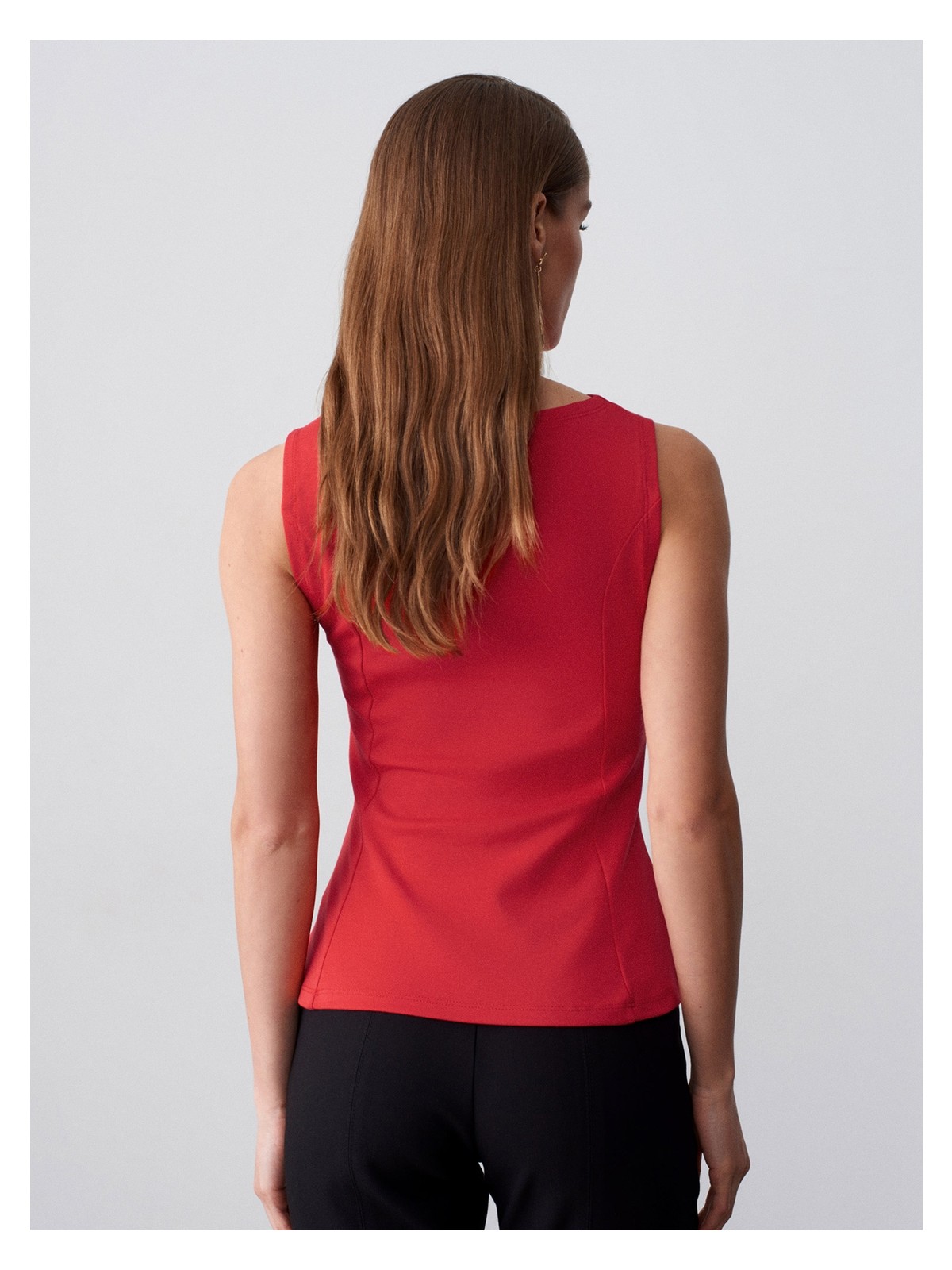 Dilvin 21001 Kayık Yaka Peplum Top-Kırmızı - Görsel 2