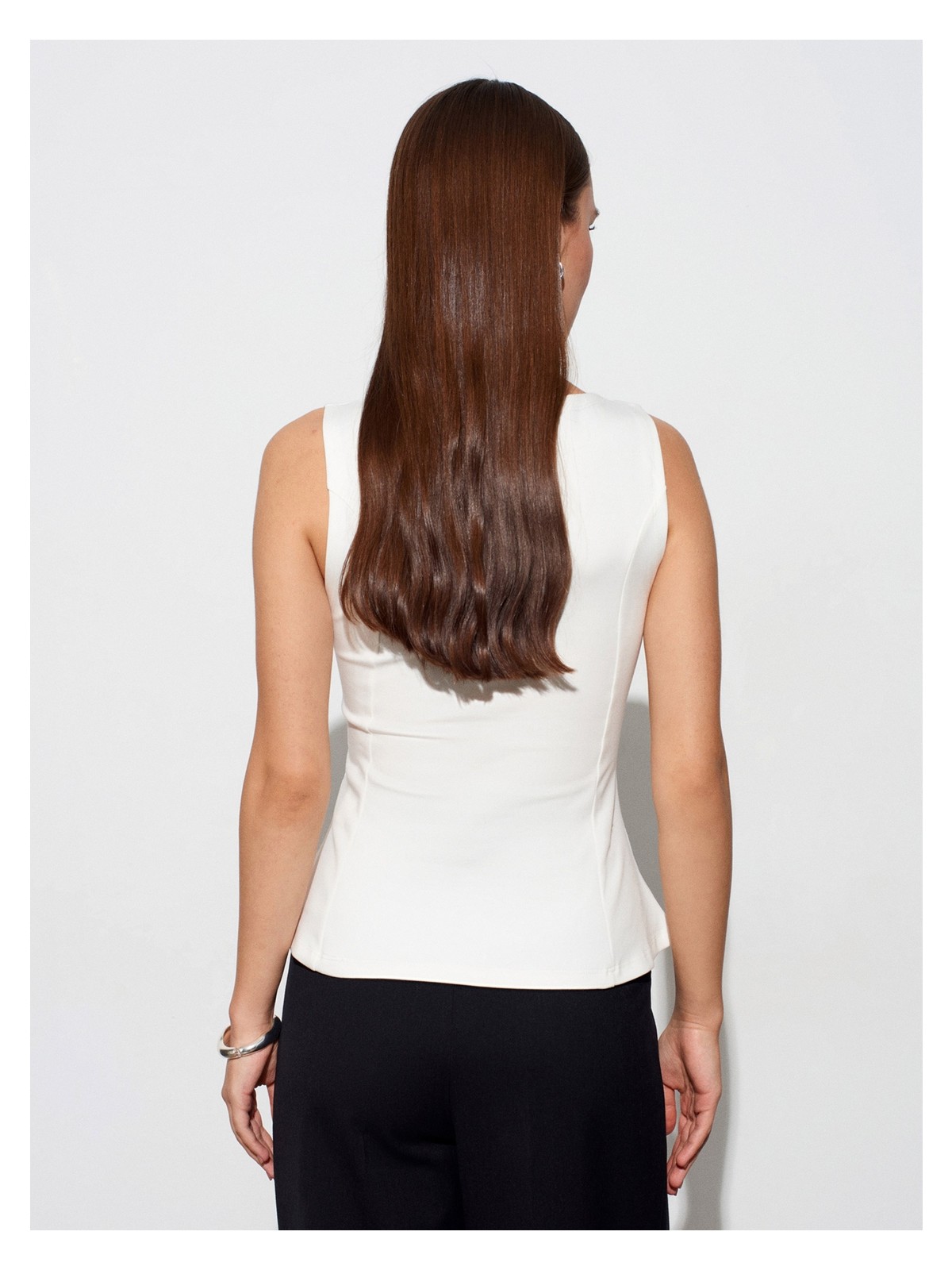 Dilvin 21001 Kayık Yaka Peplum Top-Ekru - Görsel 2