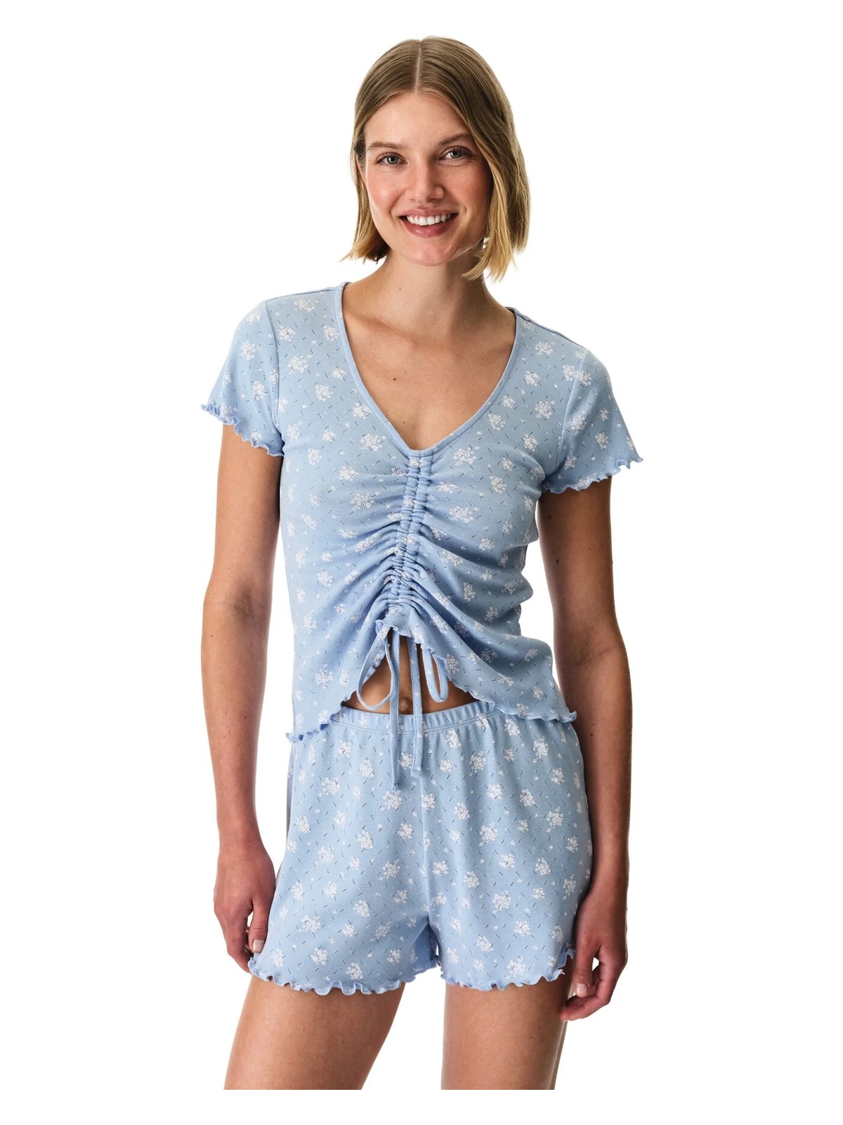 Penti Mavi Coralie Pointel Pamuklu Şortlu Pijama Takımı