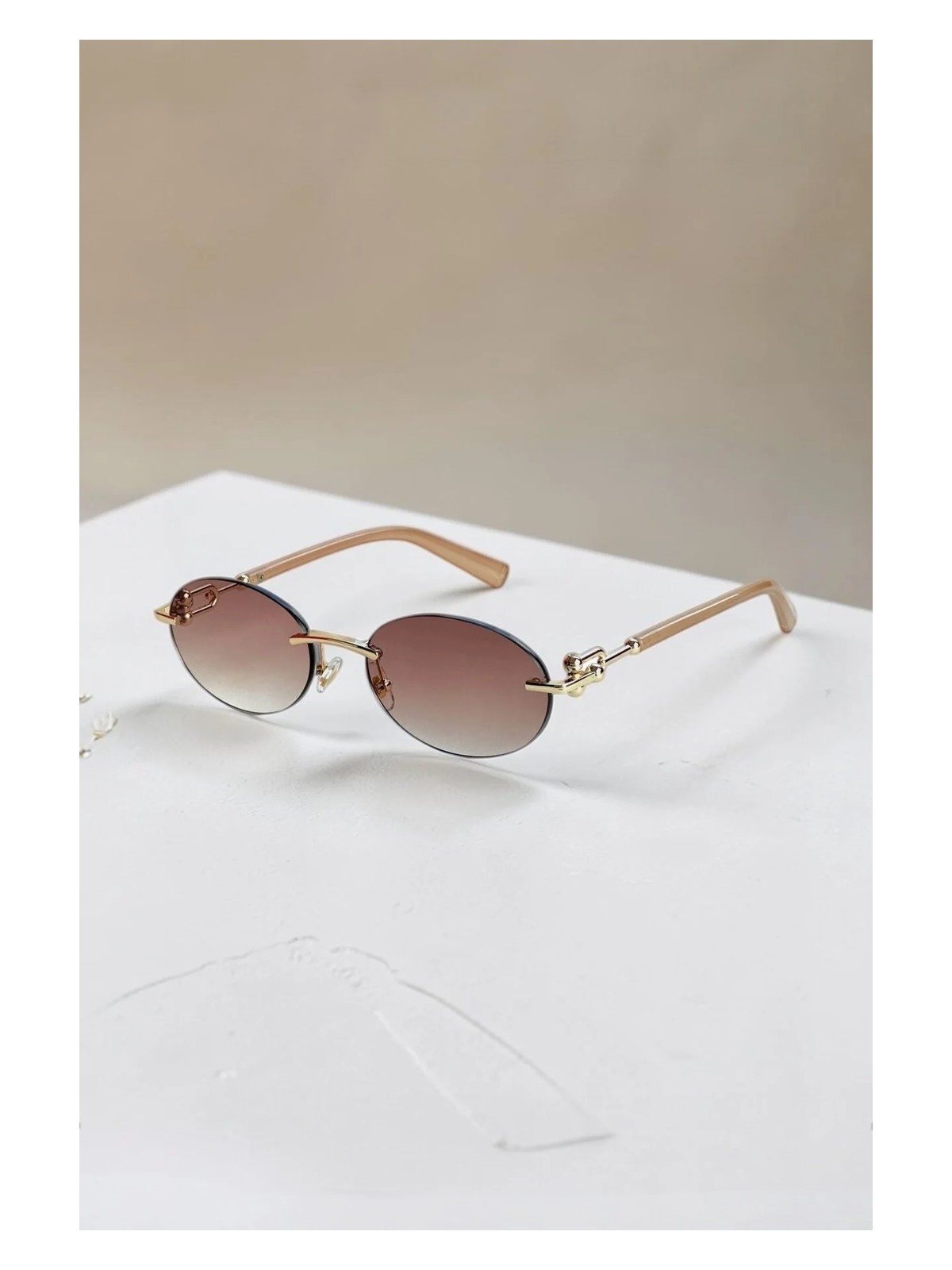 Ren Eyewear DERLA Metal Oval Kadın Güneş Gözlüğü Mavi Cam Detaylı UV400 Korumalı