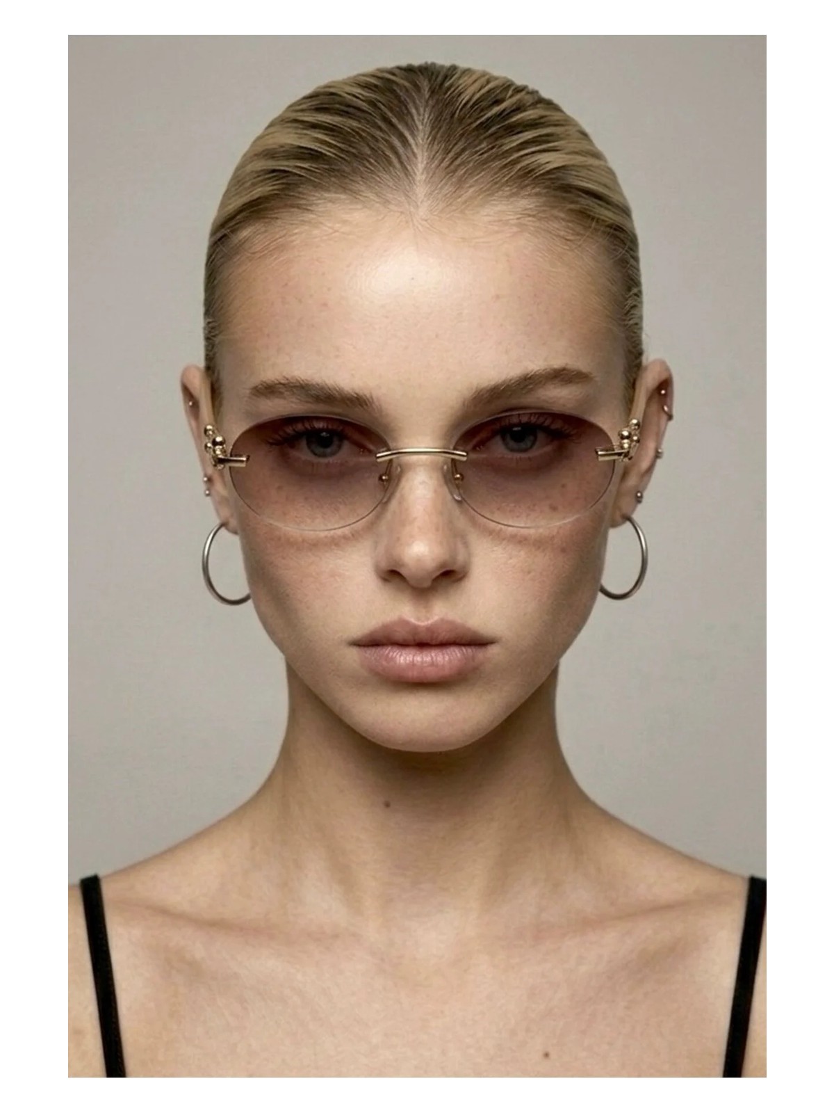 Ren Eyewear DERLA Metal Oval Kadın Güneş Gözlüğü Mavi Cam Detaylı UV400 Korumalı - Görsel 2