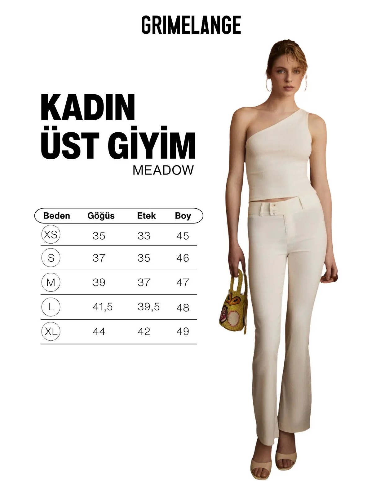 Grimelange Meadow Kadın Yumuşak ve Esnek Kumaşlı Asimetrik Yakalı Tek Omuzu Açık Ekru Bluz - Görsel 6