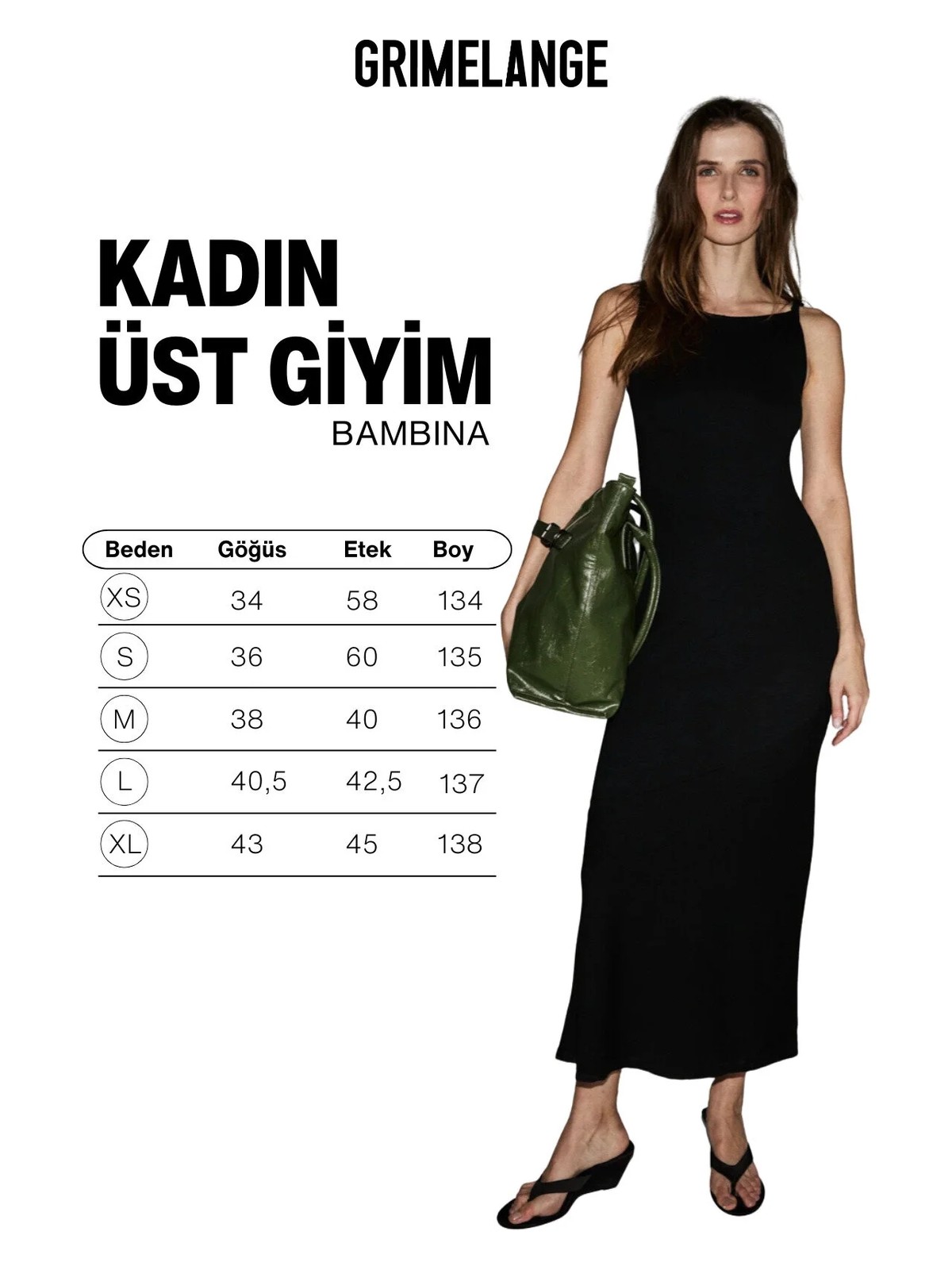 Grimelange Bambına Kadın Yumuşak ve Esnek Kumaşlı Omuzu Çift Düğümlü Uzun Siyah Elbise - Görsel 4