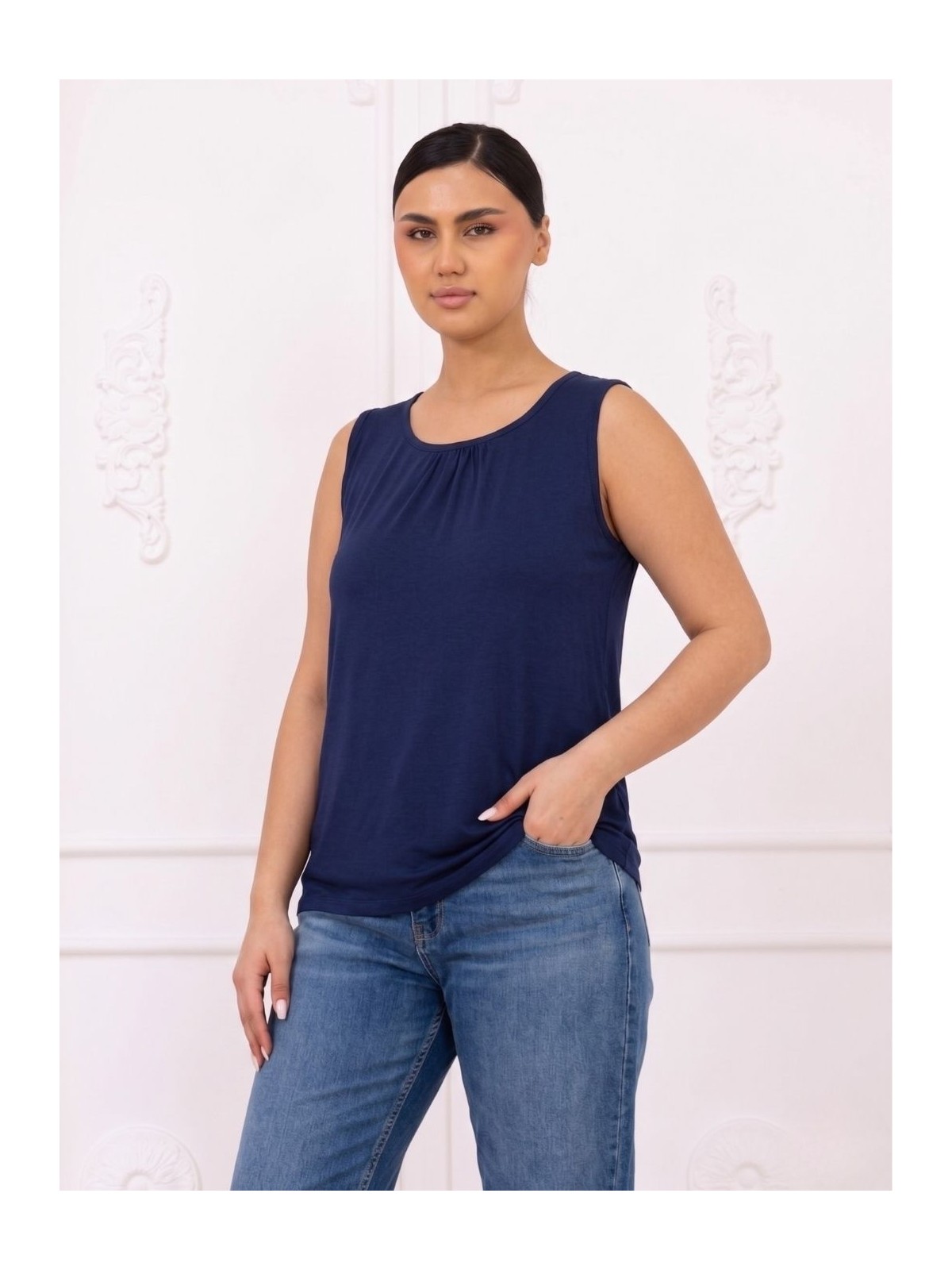 Trendseninle Kadın Geniş Beden Viskon Askılı Bluz Siyah - Görsel 5