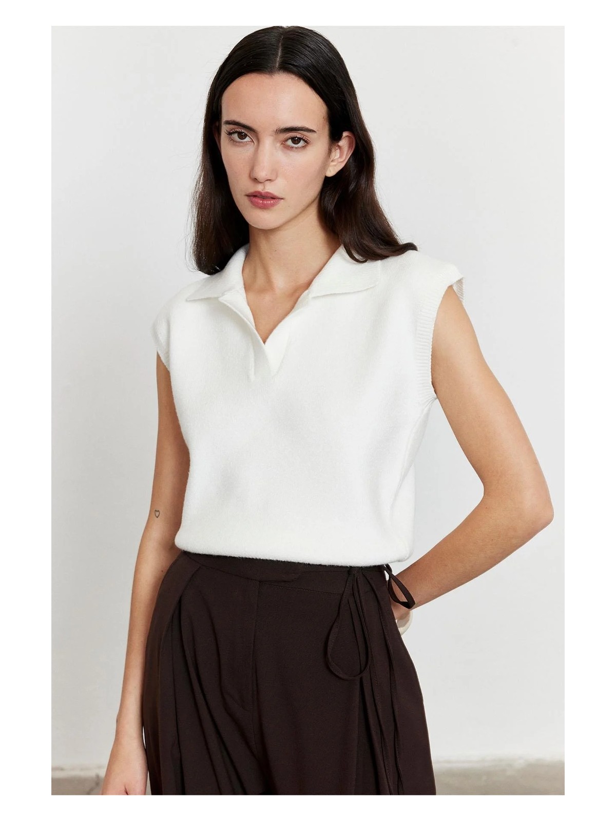 Facette Polo Yaka Süveter Beyaz - Görsel 2