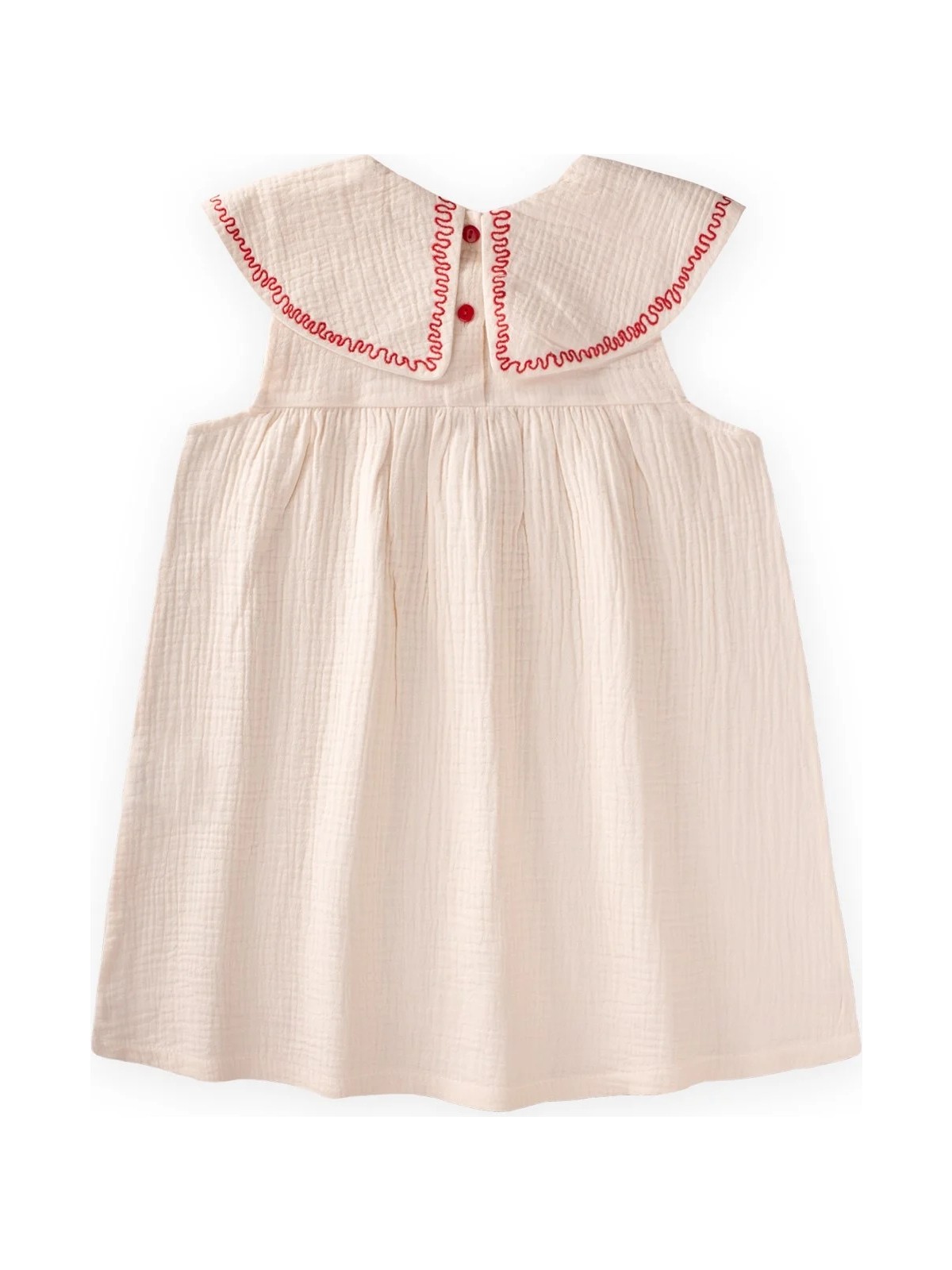 Cigit Müslin Nakışlı Elbise Kız Çocuk 2-5 Yaş Naturel Maxi Stil Özel Olay - Görsel 2