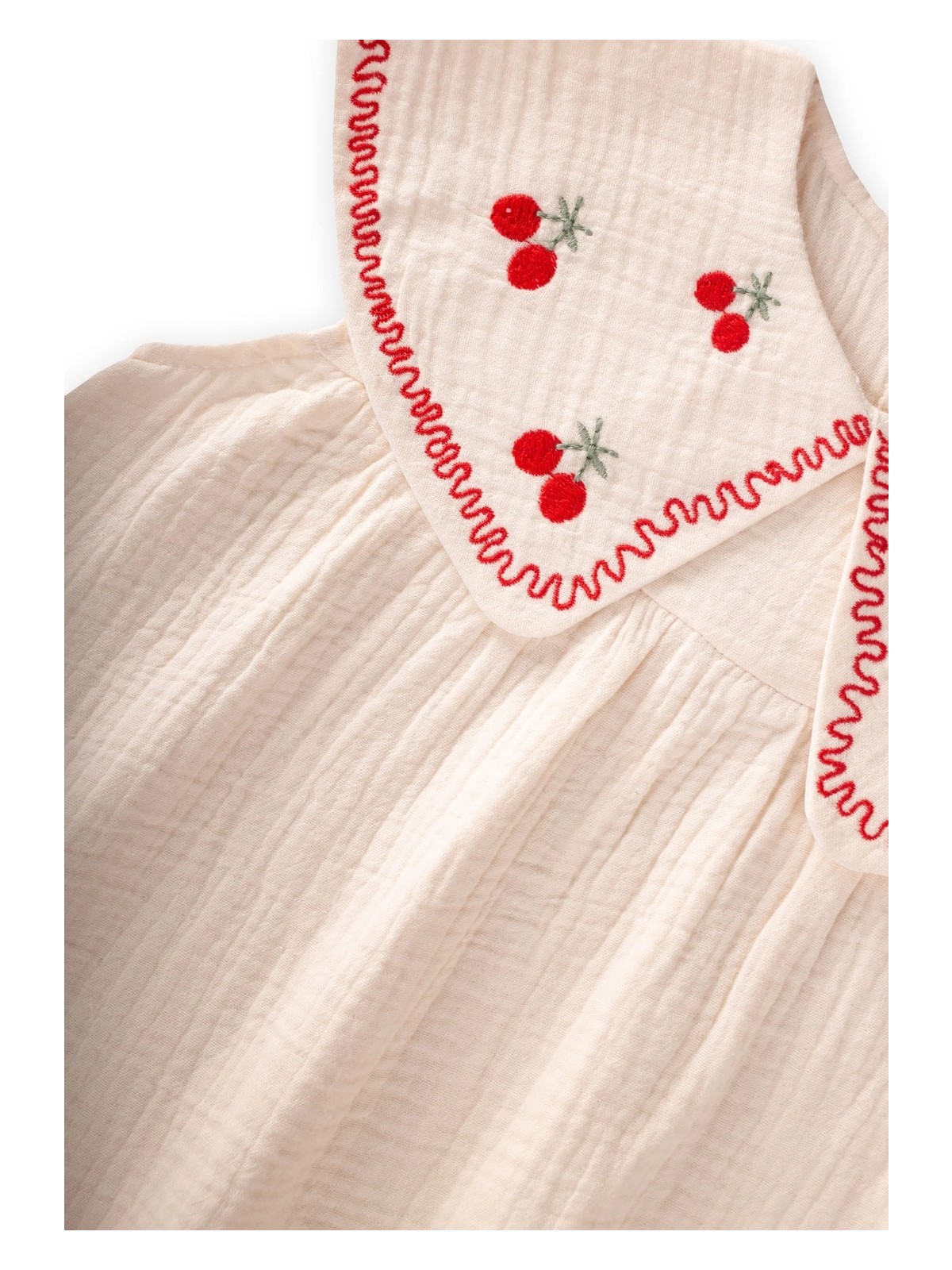 Cigit Müslin Nakışlı Elbise Kız Çocuk 2-5 Yaş Naturel Maxi Stil Özel Olay - Görsel 3