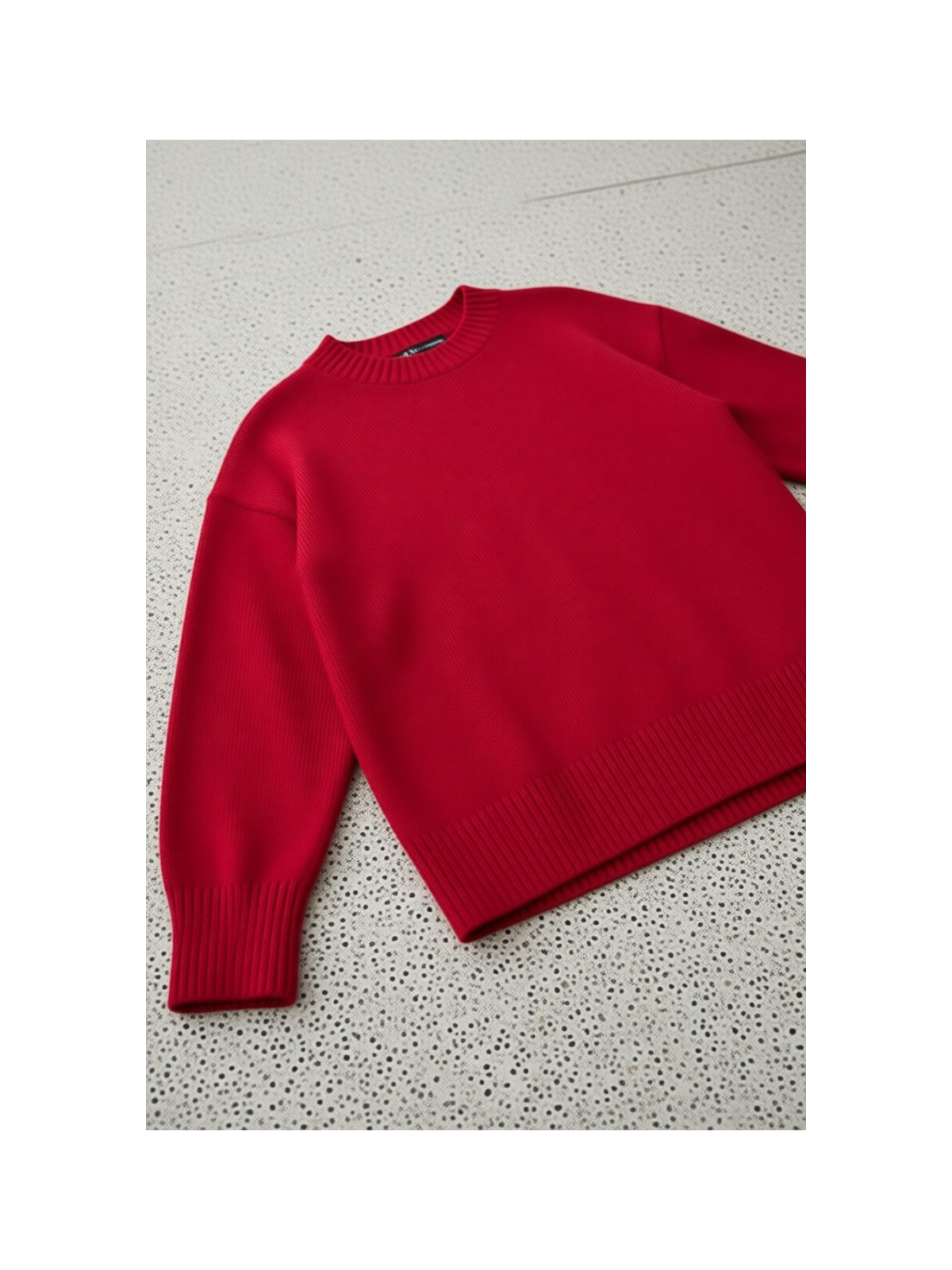 İmaj Butik Kadın Kırmızı Bisiklet Yaka Oversize Triko Kazak Yumuşak Dokulu Günlük Stil - Görsel 2