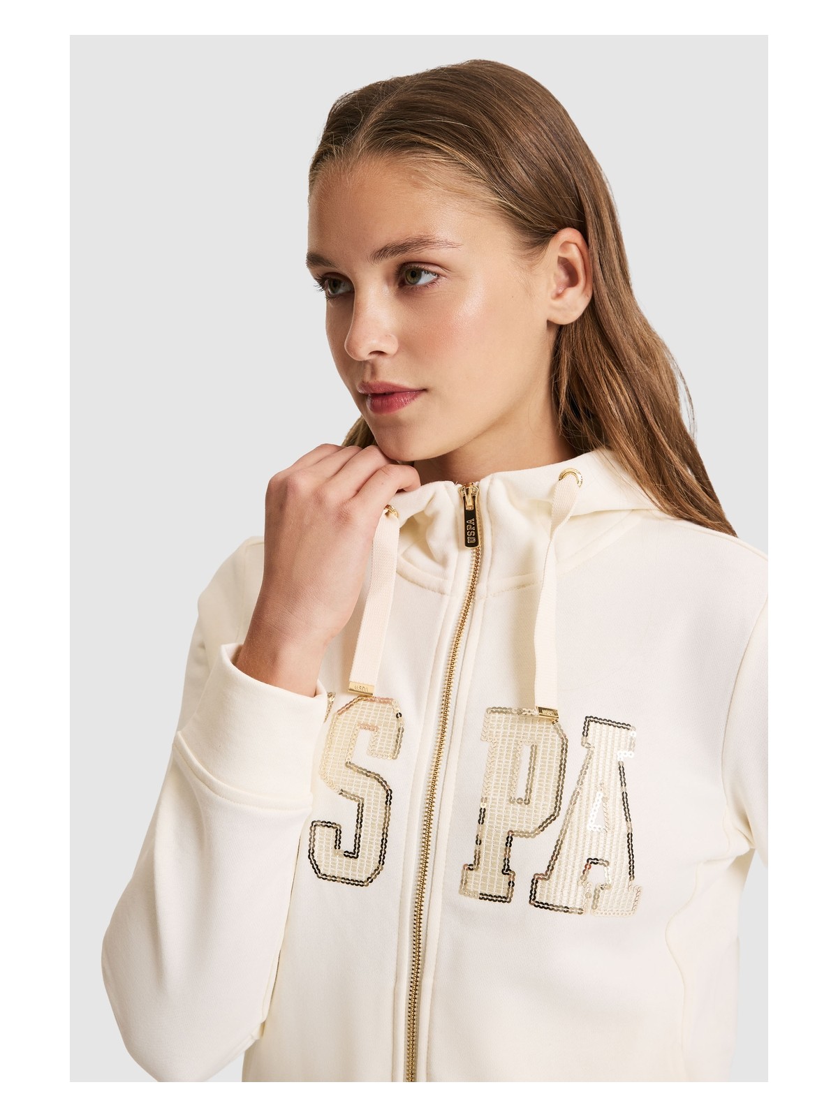 U.S. Polo Assn. Kadın Krem Basic Sweatshirt 50321806-VR256 - Görsel 2