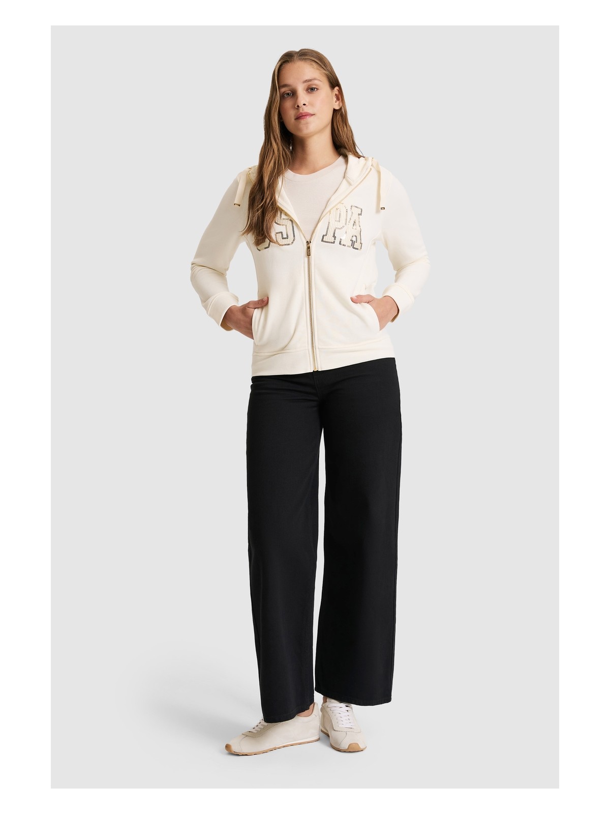 U.S. Polo Assn. Kadın Krem Basic Sweatshirt 50321806-VR256 - Görsel 4