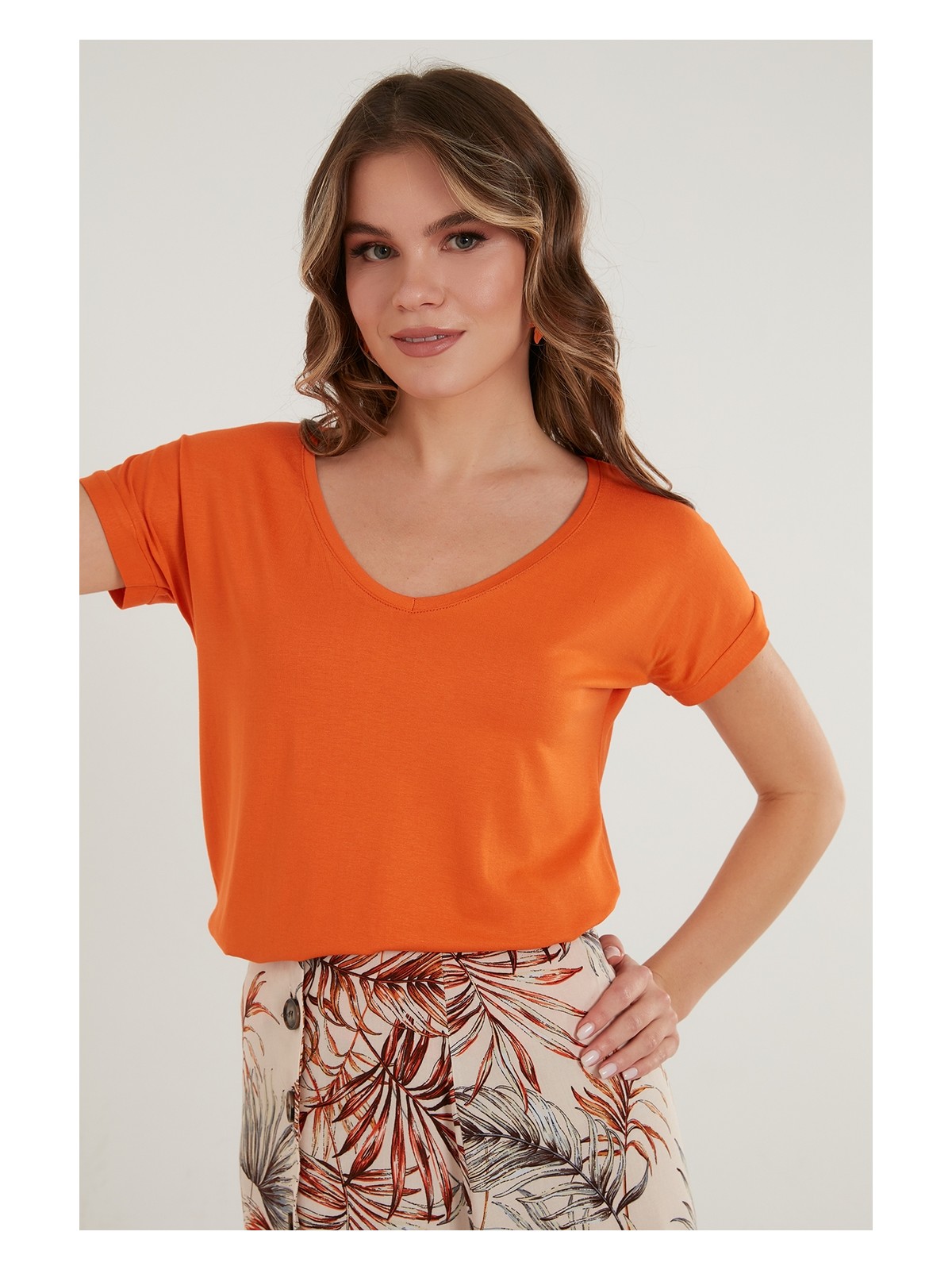 Lela V Yaka Rahat Kesim Bluz Bayan Bluz 5862000 - Görsel 3
