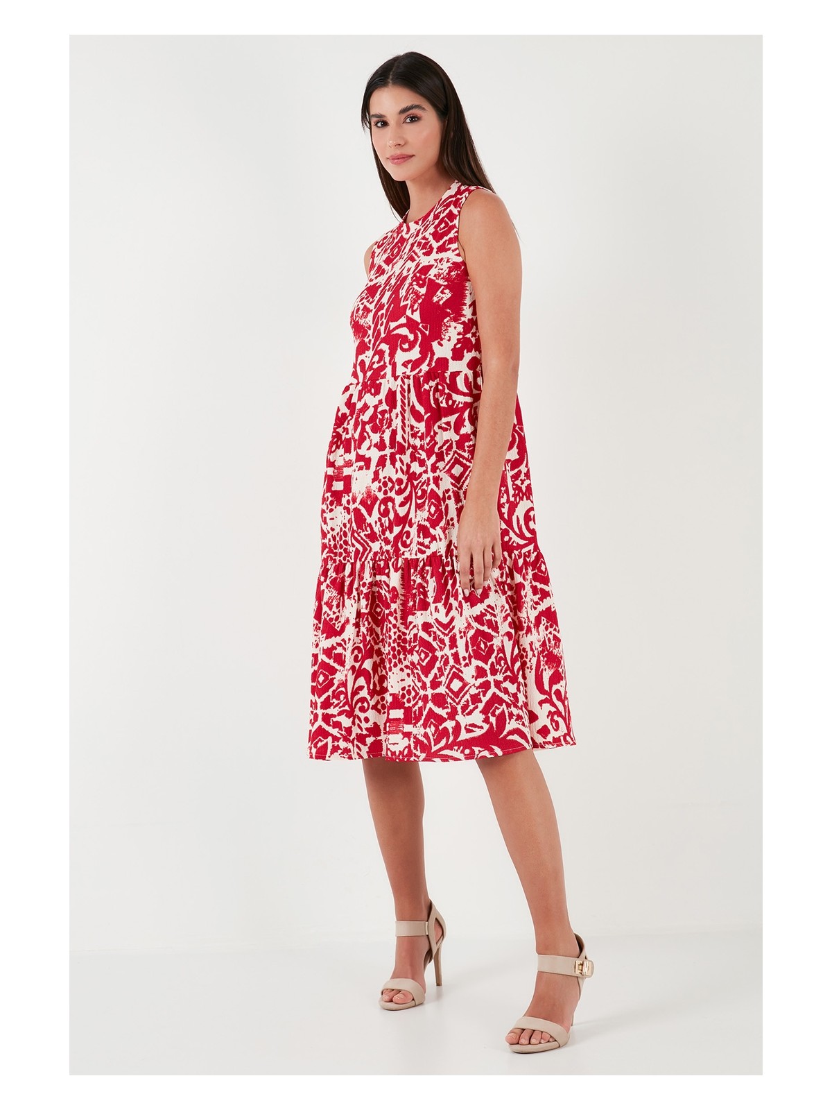 Lela Desenli Regular Fit Kolsuz Elbise Kadın Elbise 5865731 - Görsel 2