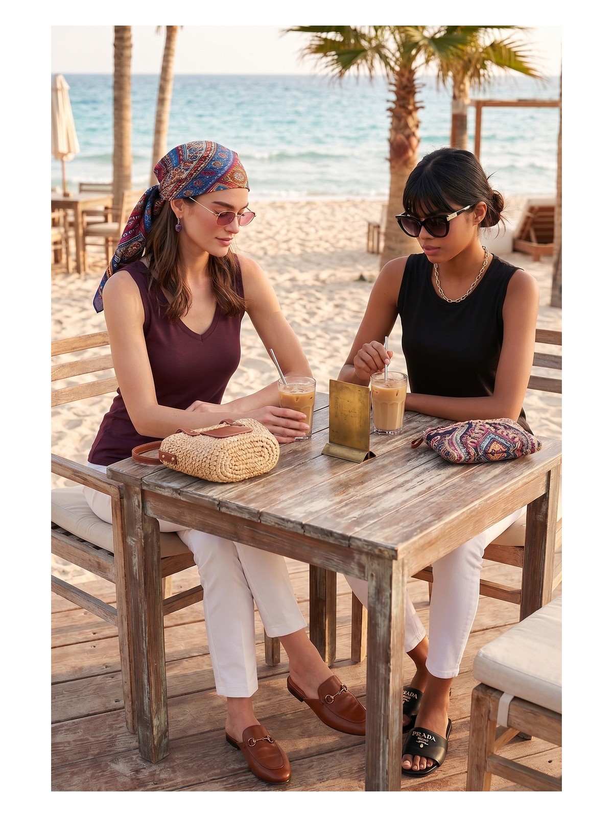 Lela Slim Fit V Yaka Kalın Askılı 2' Li Paket Bluz Bayan Bluz 5864384S2
