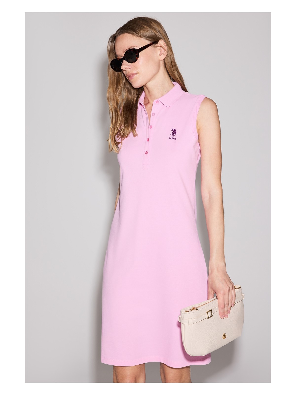 U.S. Polo Assn. Kadın Pembe Polo Yaka Örme Elbise 50323571-VR041