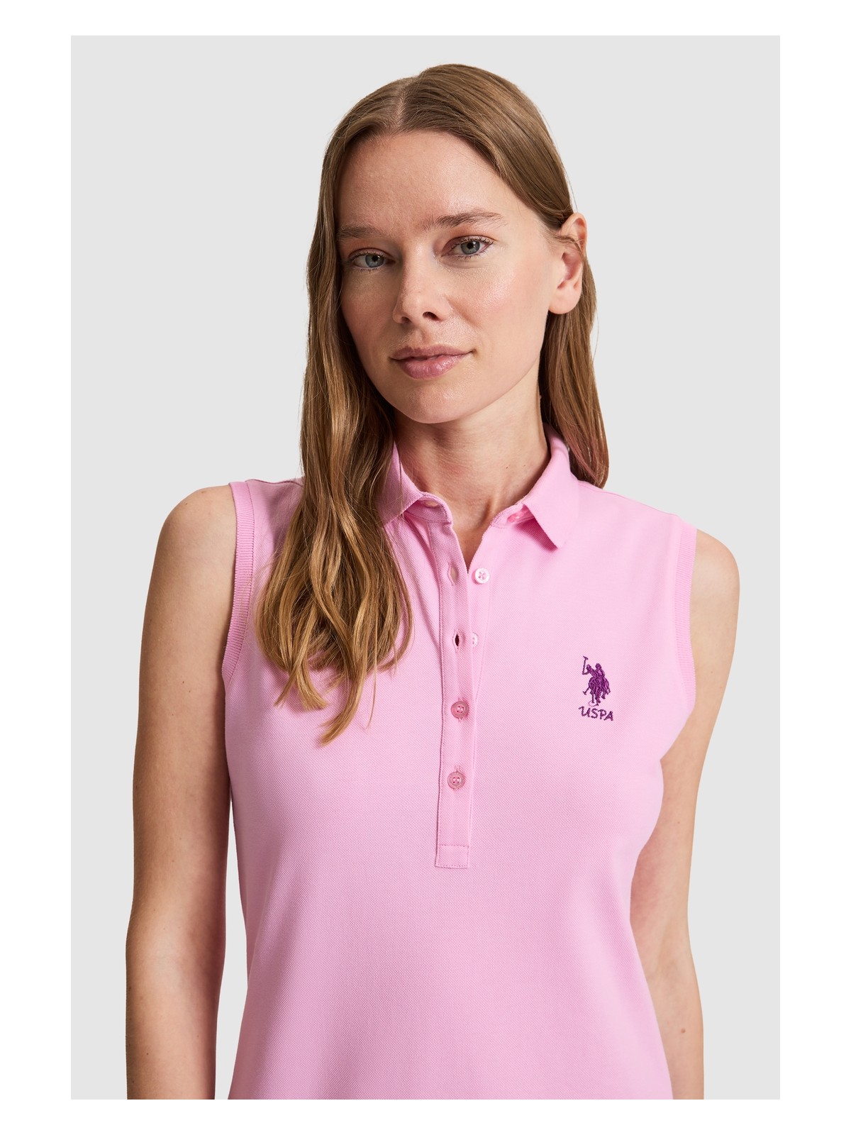 U.S. Polo Assn. Kadın Pembe Polo Yaka Örme Elbise 50323571-VR041 - Görsel 2