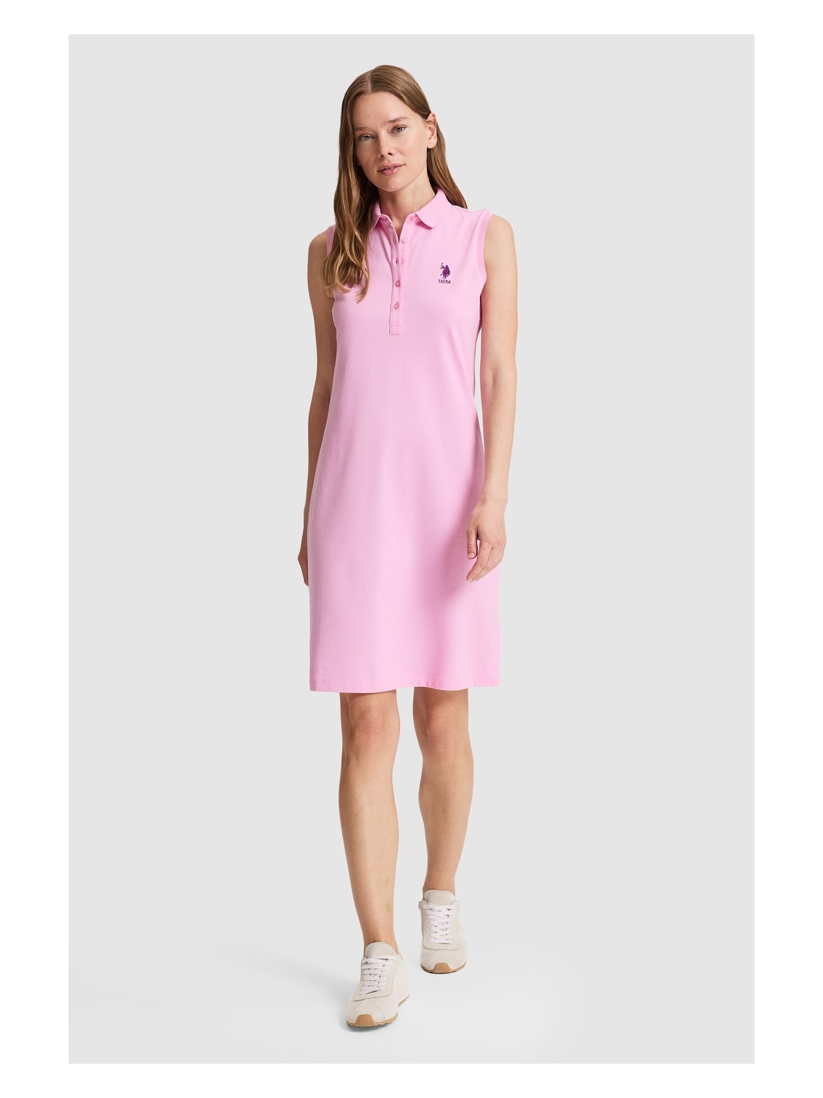 U.S. Polo Assn. Kadın Pembe Polo Yaka Örme Elbise 50323571-VR041 - Görsel 3