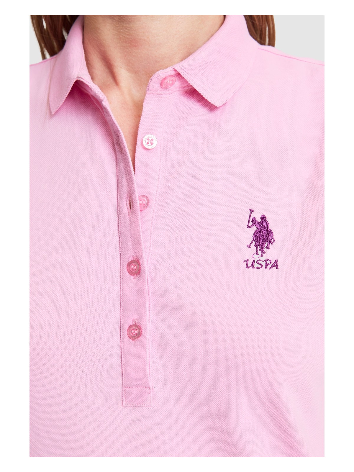 U.S. Polo Assn. Kadın Pembe Polo Yaka Örme Elbise 50323571-VR041 - Görsel 7