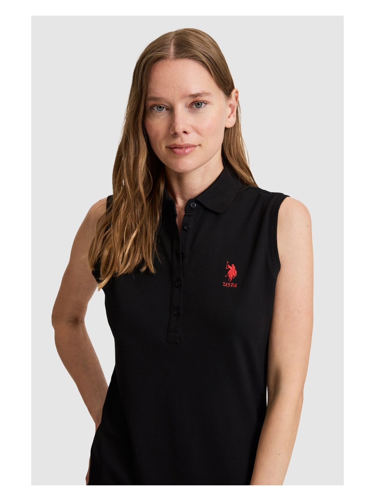 U.S. Polo Assn. Kadın Siyah Polo Yaka Örme Elbise 50323571-VR046 - Görsel 2