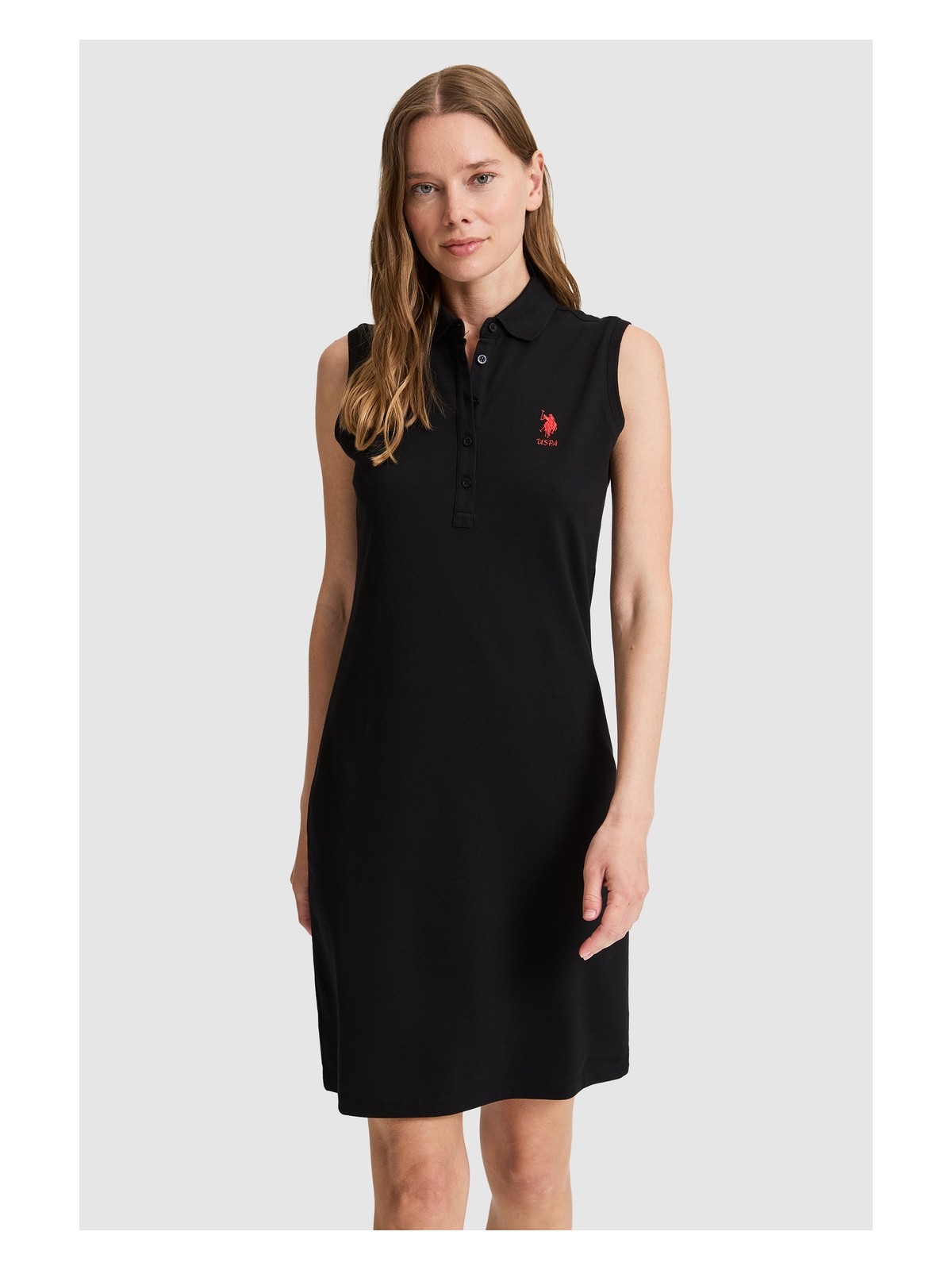 U.S. Polo Assn. Kadın Siyah Polo Yaka Örme Elbise 50323571-VR046 - Görsel 4