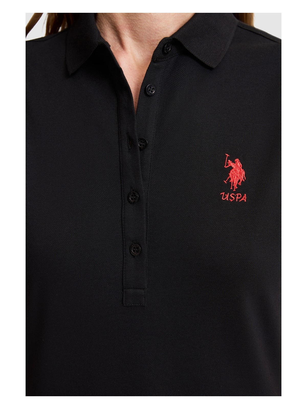 U.S. Polo Assn. Kadın Siyah Polo Yaka Örme Elbise 50323571-VR046 - Görsel 7