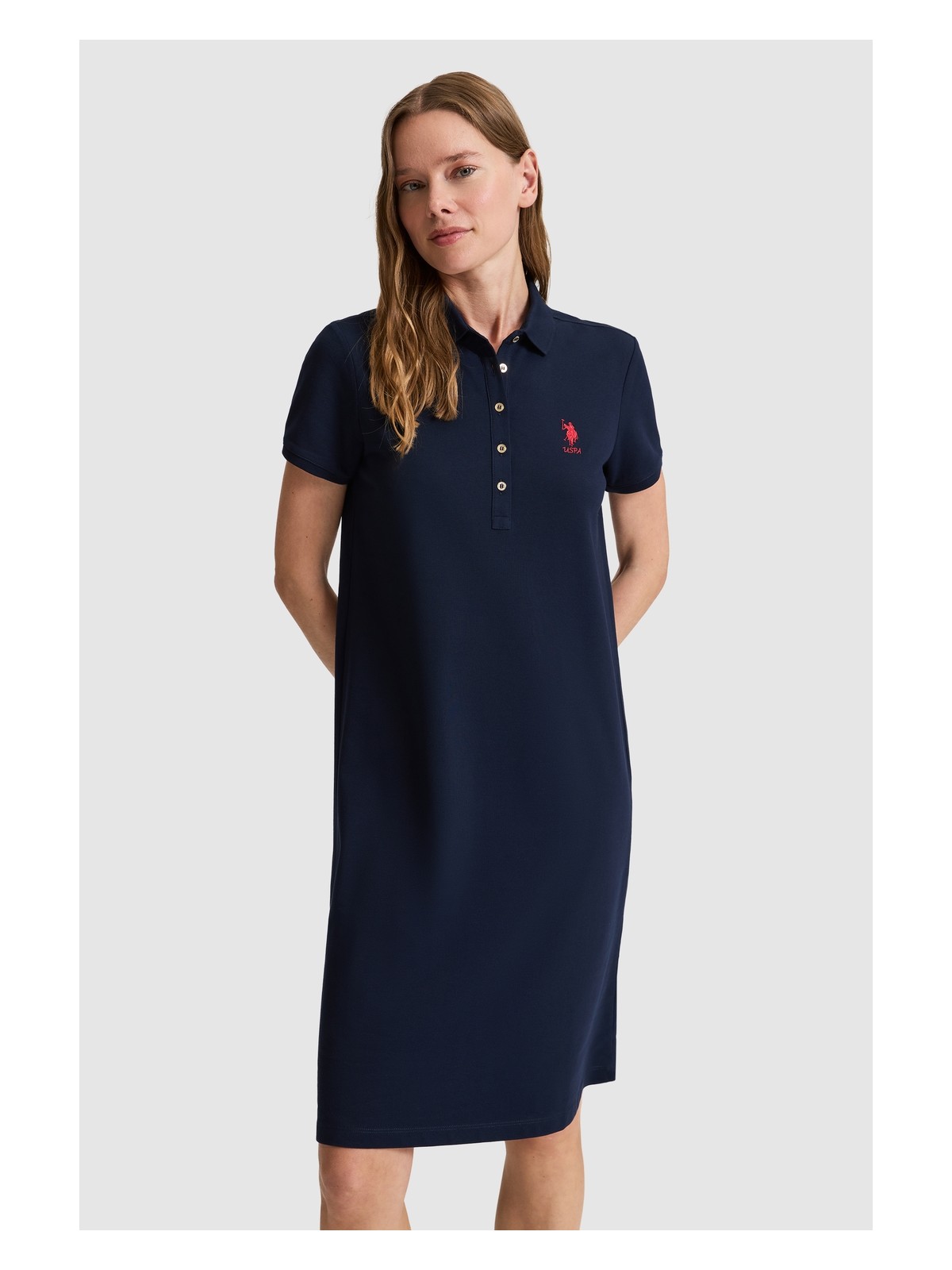 U.S. Polo Assn. Kadın Lacivert Polo Yaka Örme Elbise 50321841-VR033 - Görsel 3