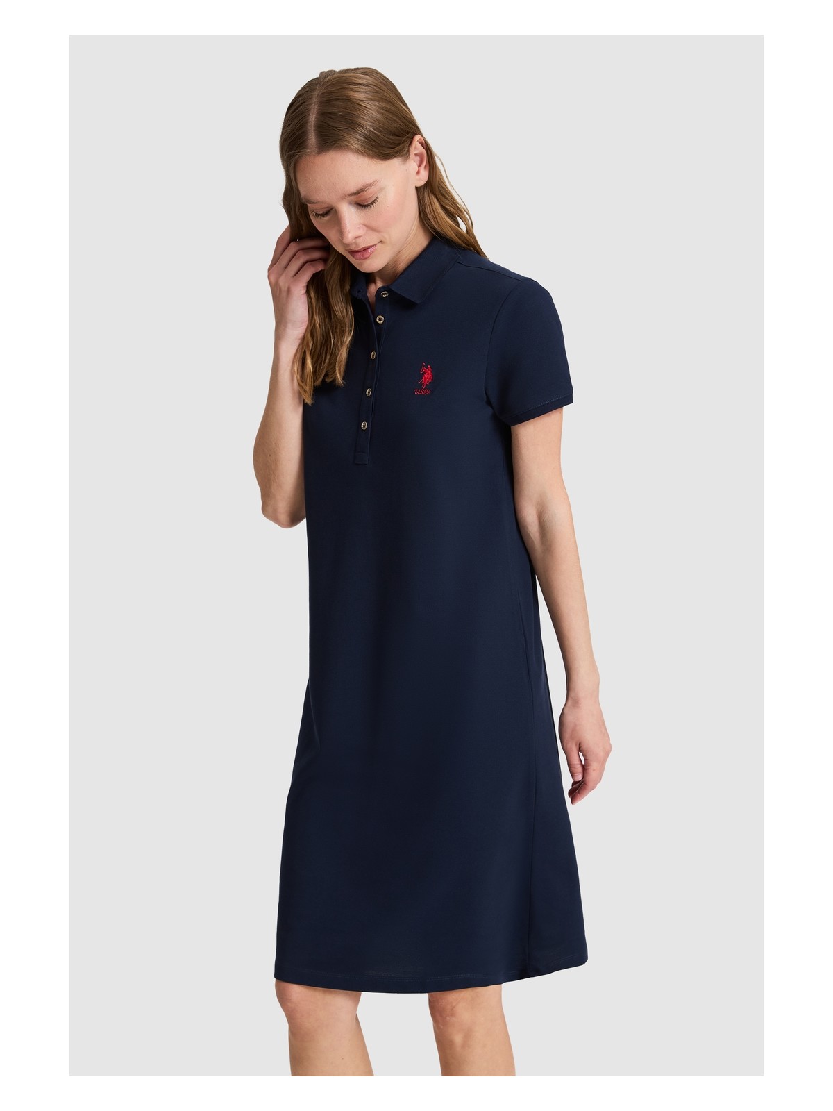 U.S. Polo Assn. Kadın Lacivert Polo Yaka Örme Elbise 50321841-VR033 - Görsel 4