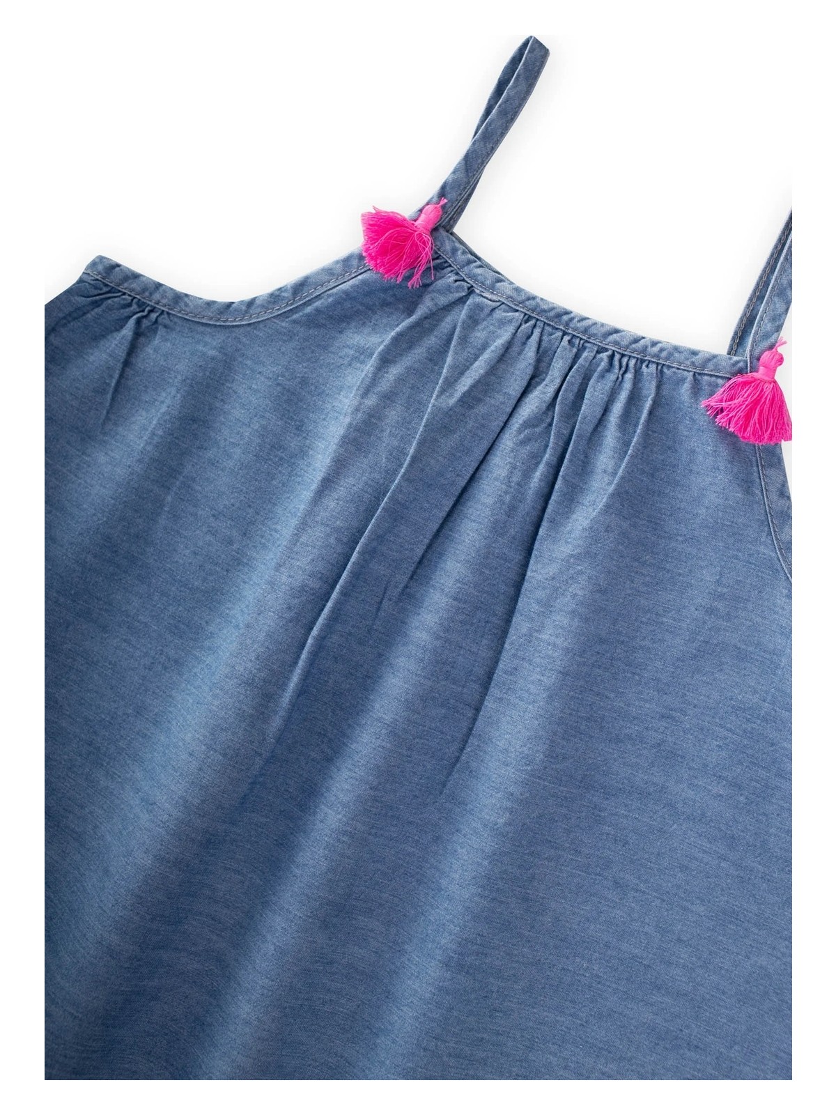 Cigit Denim Elbise Kloş Silüetli Günlük Stil 1-7 Yaş Mavi Renkli Kız Çocuk İçin - Görsel 4