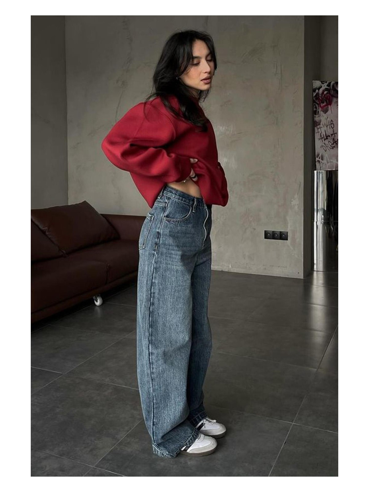 Madmext Kadın Bordo Oversize Basic Sweatshirt Rahat Kullanım İçin Tasarlandı - Görsel 9