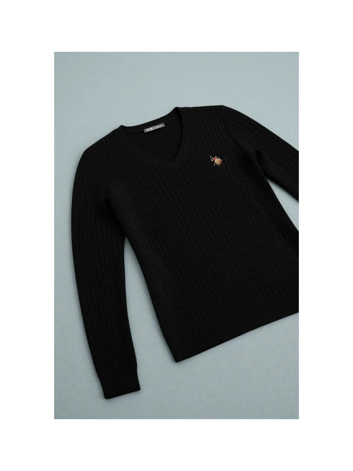 U.S. Polo Assn. Kadın Siyah V Yaka Basic Kazak 50307700-VR046 - Görsel 9