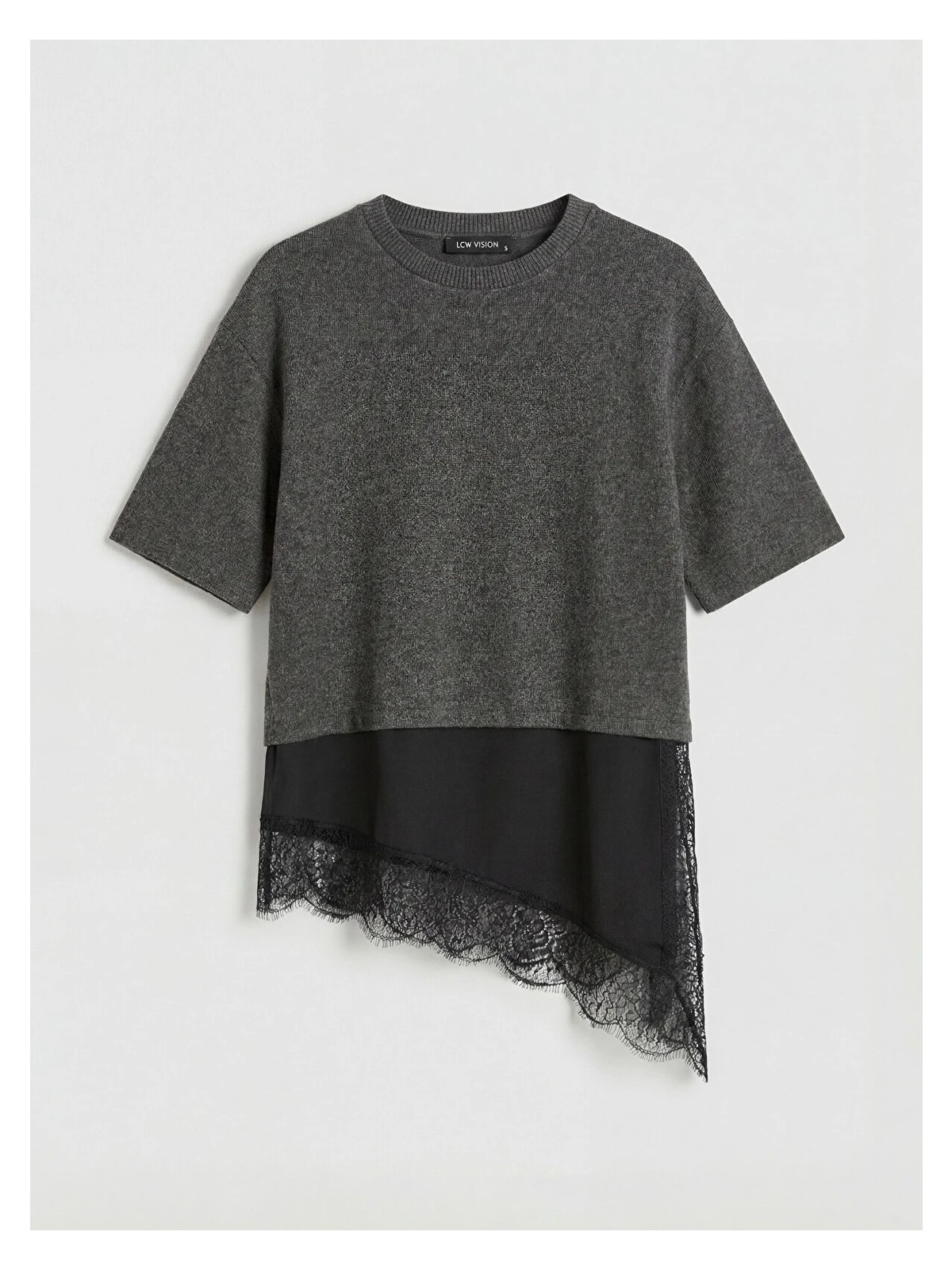 LC Waikiki Yeni Sezon Bisiklet Yaka Asimetrik Kesim Kadın Triko Kazak